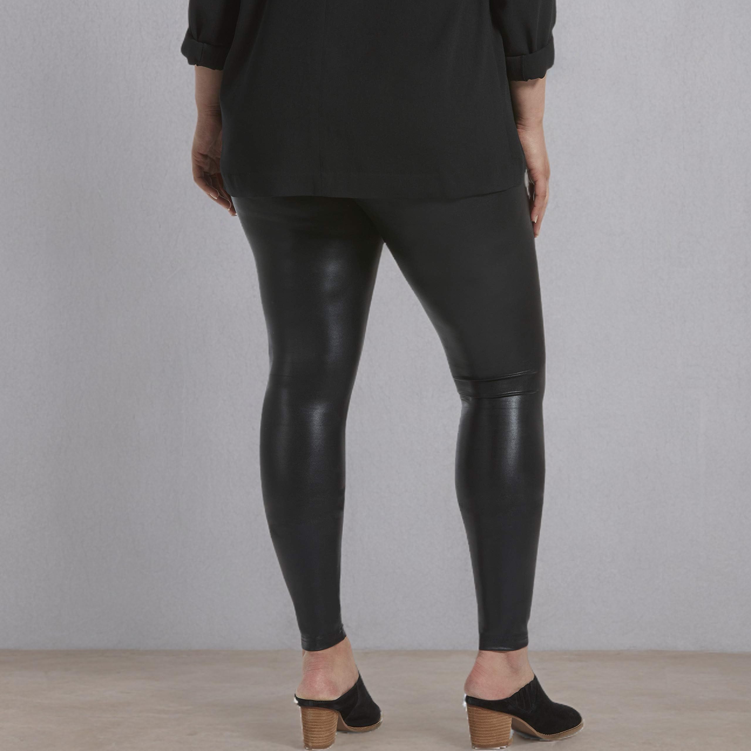 HUE Women's High Waist Shiny Leggings - Tummy Control Yoga Pants for Workout, Running & Everyday Wear
