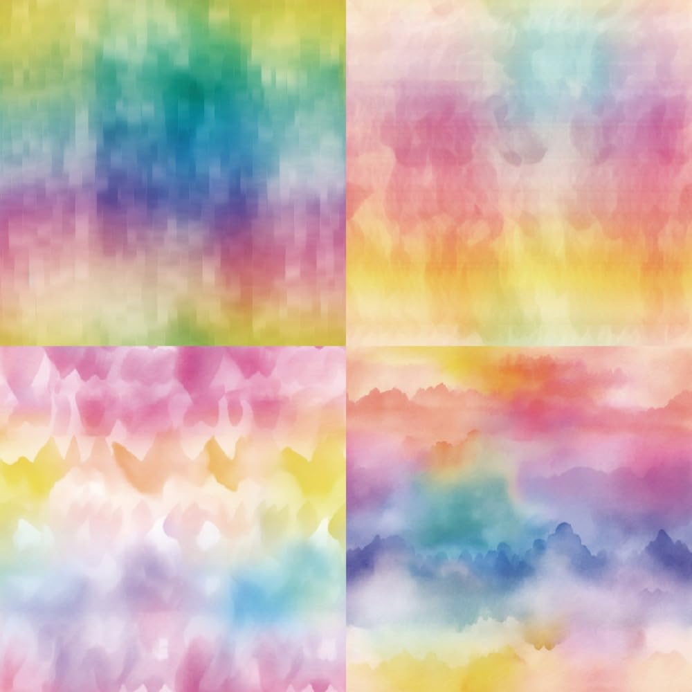 LZBRDY 24 Sheet 6x6 Decorative Craft Paper Pad - Rainbow Dots & Waves Paint Patterns, 160GSM Junk Journal Scrapbook Paper, Single-Sided for Card Making, DIY Albums, Bullet Journaling & Gift Wrapping