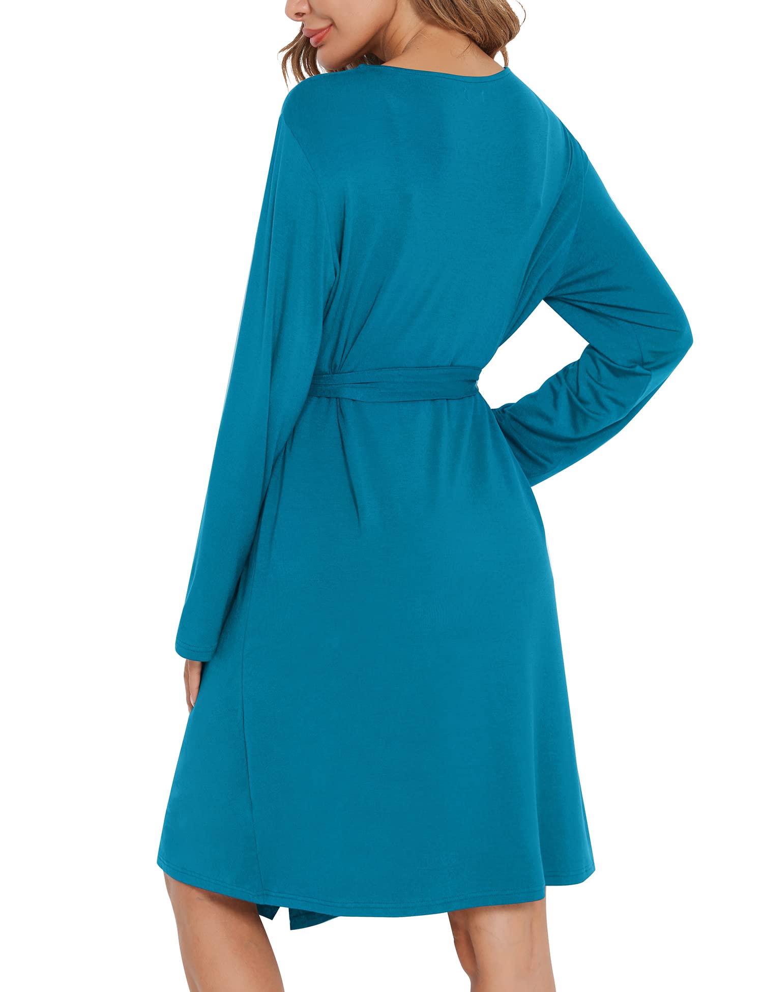 SWOMOG Women's Maternity Robe & Nursing Nightgown - 3-in-1 Breastfeeding Dress with Lace Bathrobe for Labor, Delivery & Postpartum | Soft Nursing Pajamas for Hospital Stay & Home Comfort