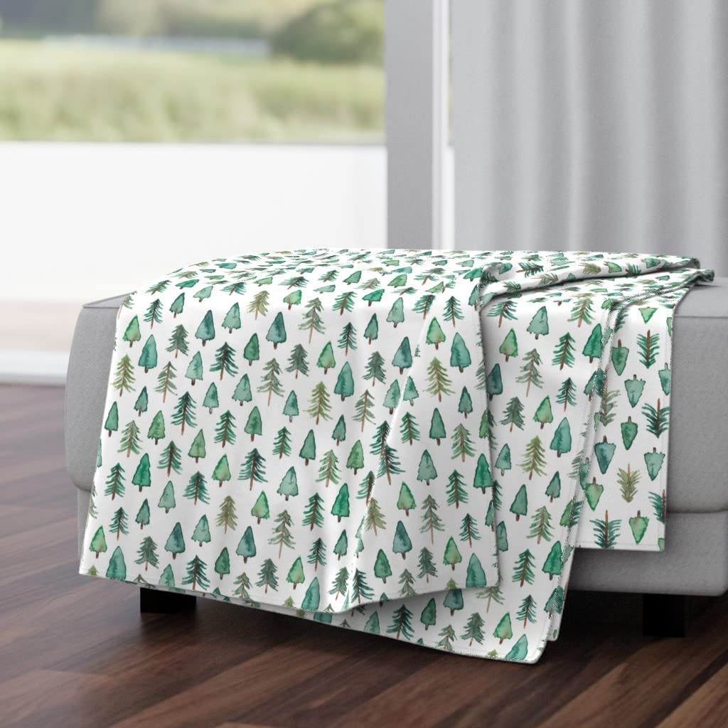 Luxe Velvet Throw Blanket 50x70 Inches - Christmas Trees Forest Fir Woodland Pine Nature Xmas Green Print Cozy Blanket | Perfect for Holiday Decor, Sofa, Bed & Gift Giving
