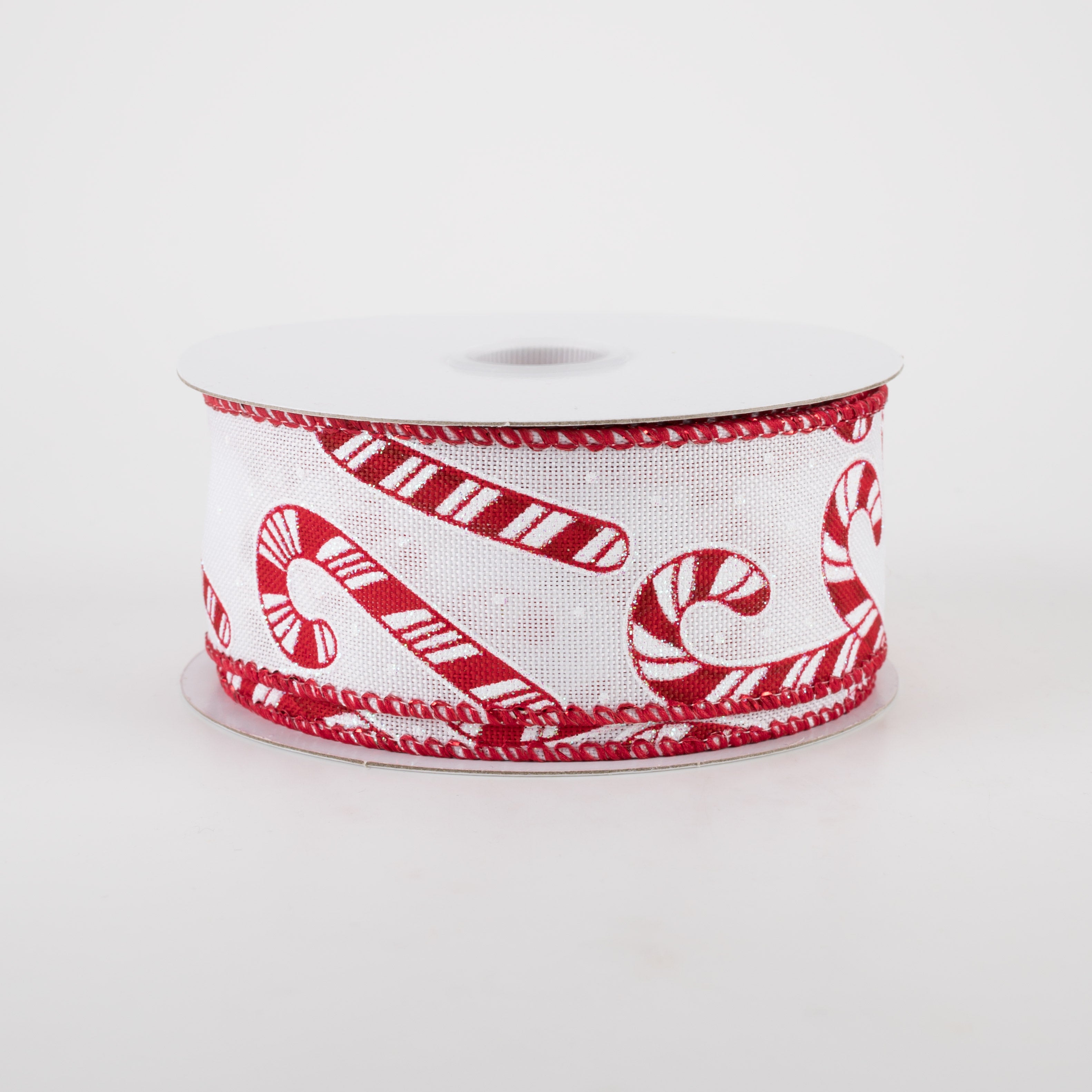 1.5 Inch Linen Iridescent Candy Cane Ribbon - White and Red Striped Christmas Ribbon (10 Yards) for Gift Wrapping, Holiday Decorations, DIY Crafts and Tree Trimming