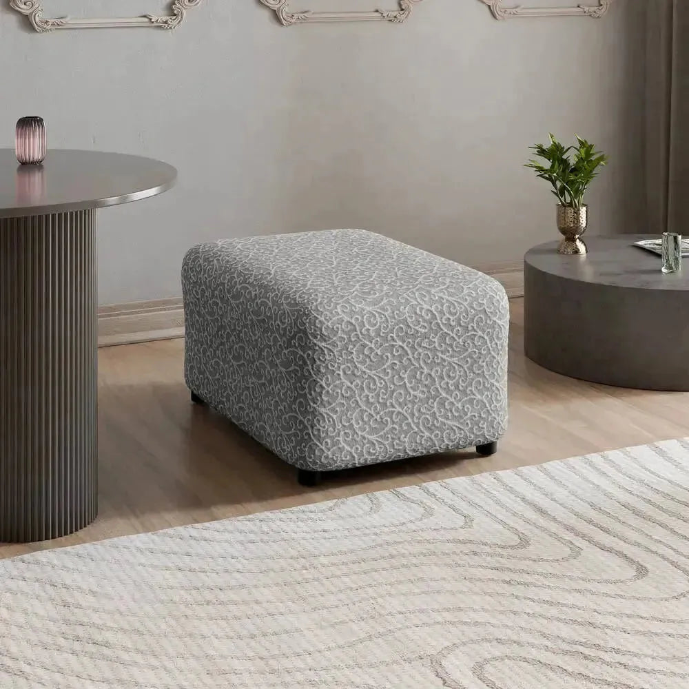 Medium Ottoman Slipcover - Jacquard 3D Collection | Stylish Furniture Cover for Living Room, Bedroom & Office Decor