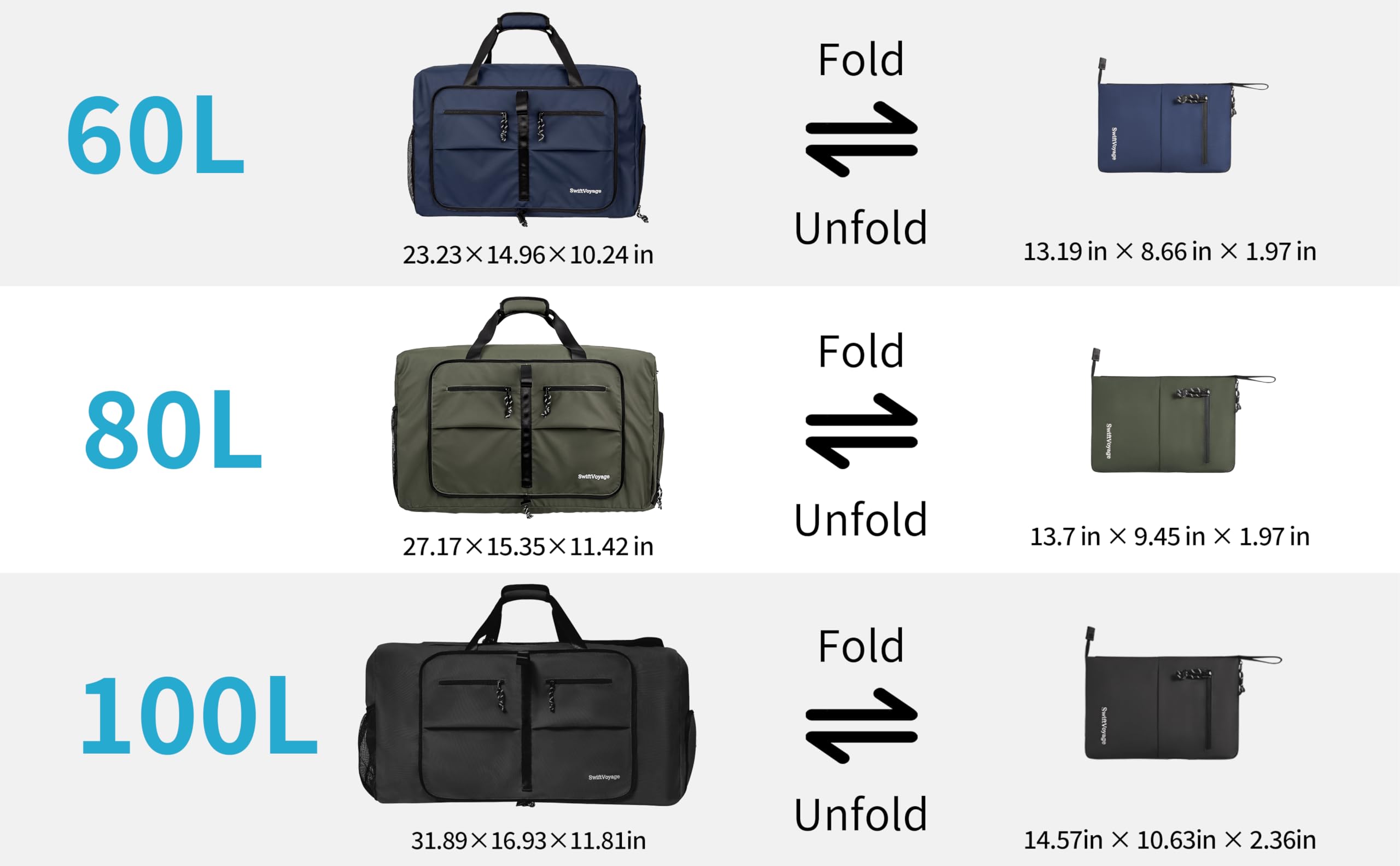 Expandable 60L Duffle Bag for Women & Men - Heavy Duty Foldable Gym Bag, Travel Duffel for Sports, Camping & Workout | Perfect for Gym, Travel, Weekend Getaways & Outdoor Adventures
