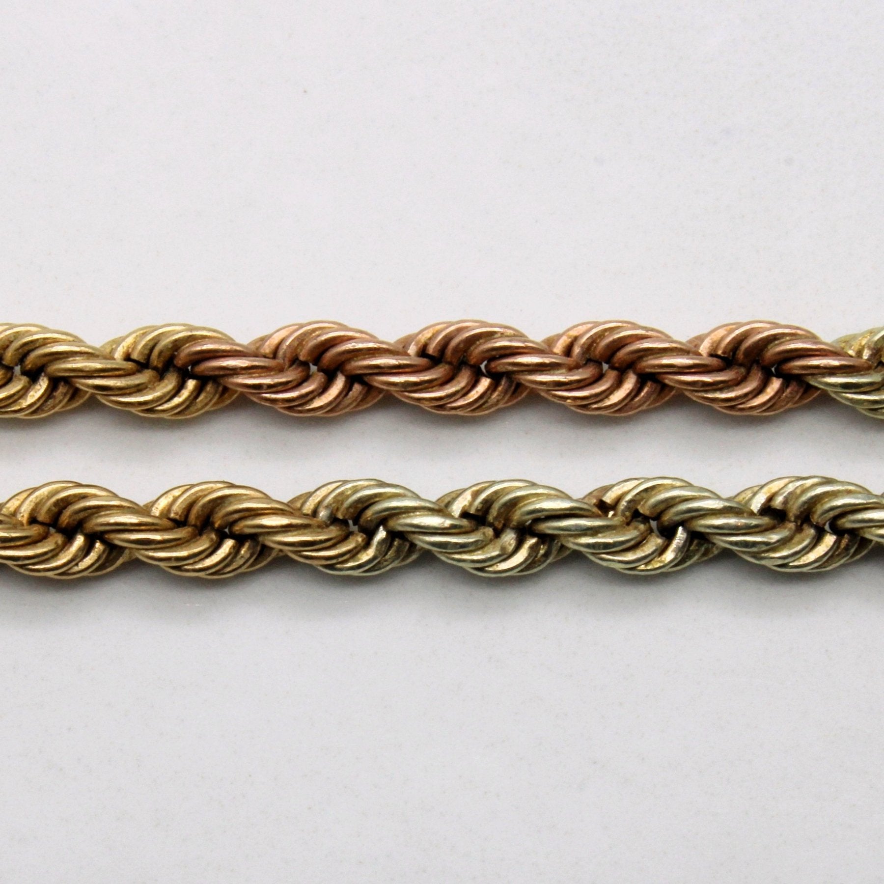 10K Tri-Tone Gold Rope Chain Necklace 16
