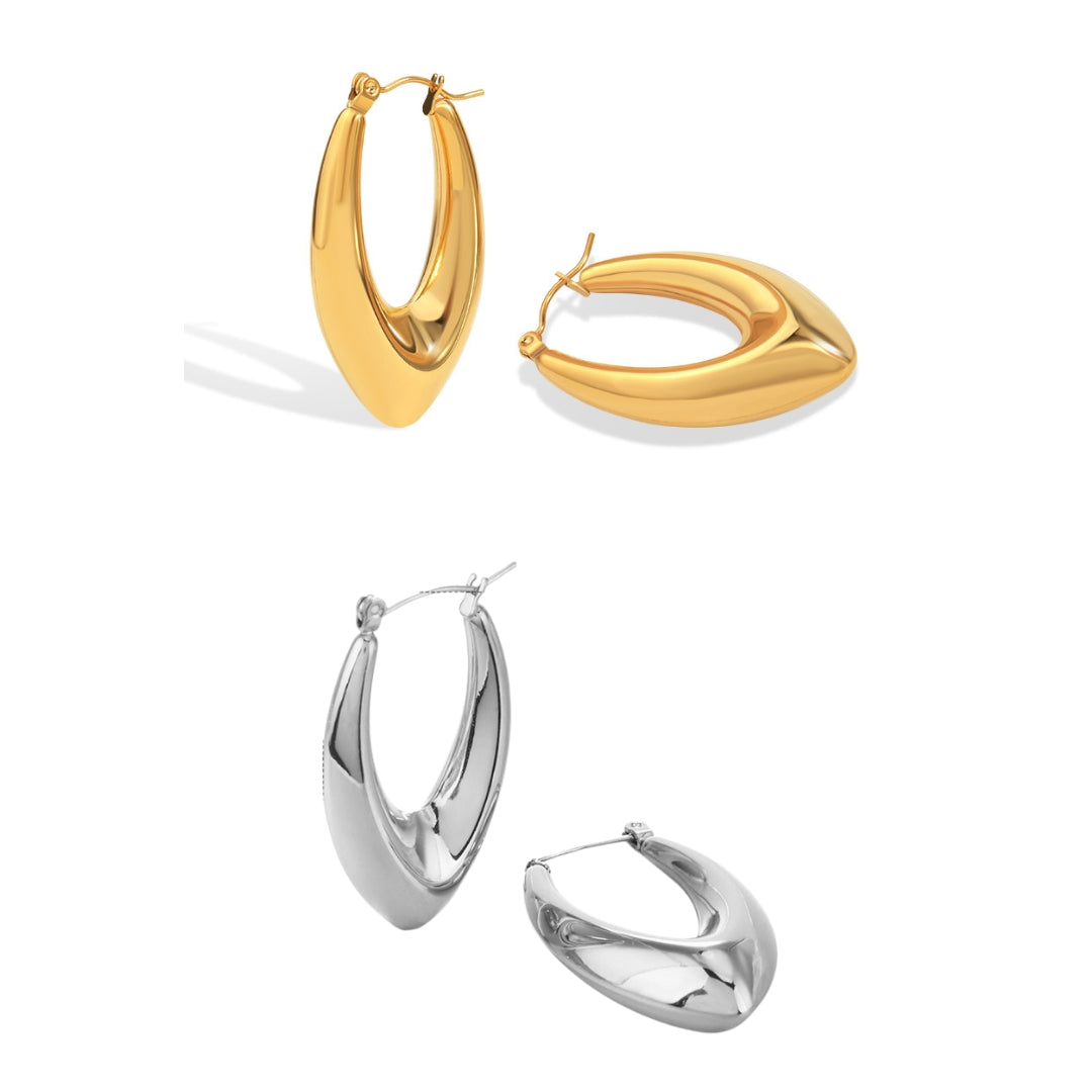 18K Gold Plated French Curve Hoop Earrings for Women - Elegant Dangle Earrings for Party, Wedding & Everyday Wear | JDEH290