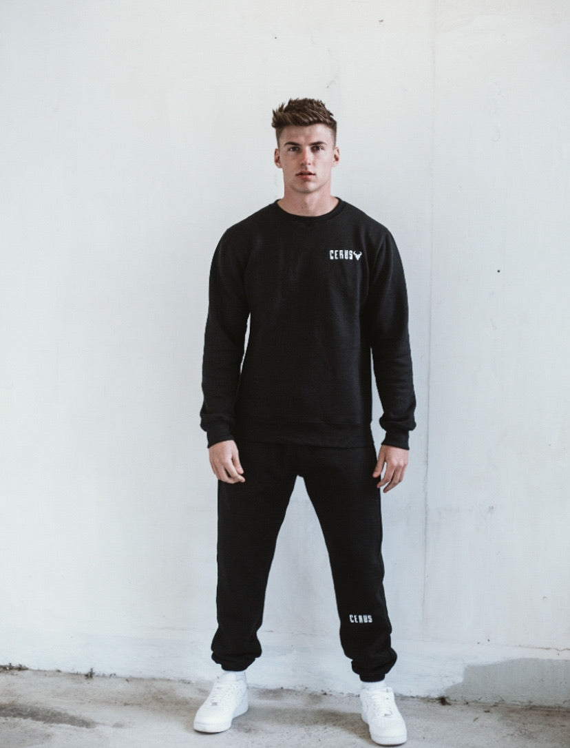 Cerus Black Slim Fit Legacy Sweatpants for Men - Comfortable Joggers with Elastic Waistband & Pockets - Perfect for Gym, Lounge & Casual Wear