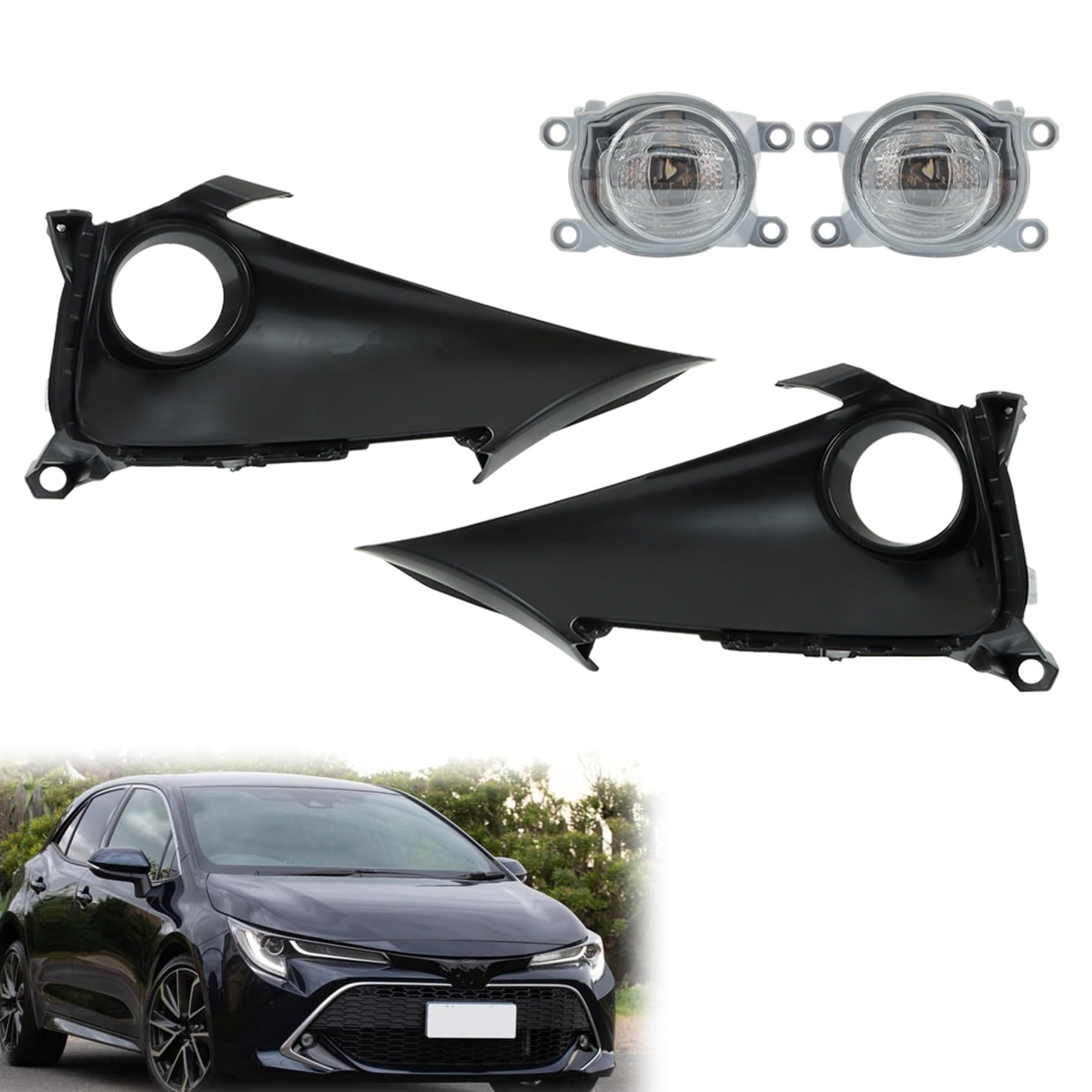 2-Pack Clear Fog Light Assembly with Bulbs & Wiring Kit - Compatible with 2019-2021 Toyota Corolla Hatchback | Durable Replacement for Improved Night Visibility & Style Upgrade