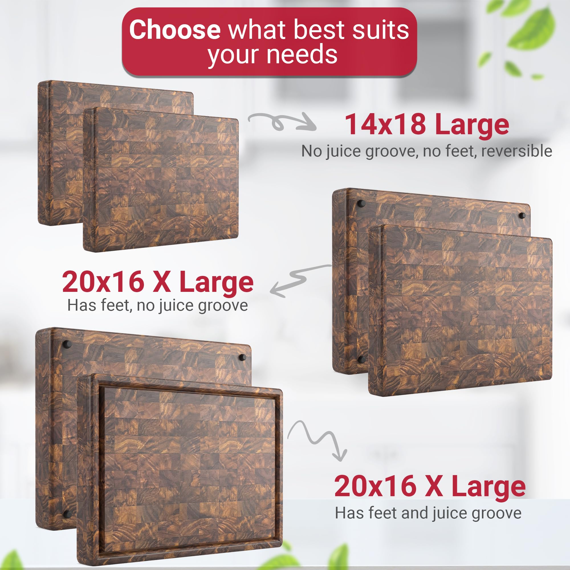 Premium End Grain Butcher Block Cutting Board - 18