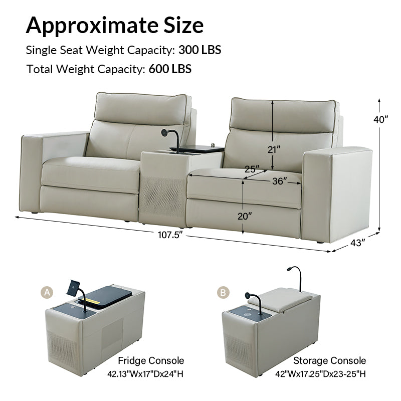 EliteNest Smart Reclining Theater Sofa with Built-in Bluetooth Speakers - Luxury Home Theater Seating for Movie Nights & Gaming Setup