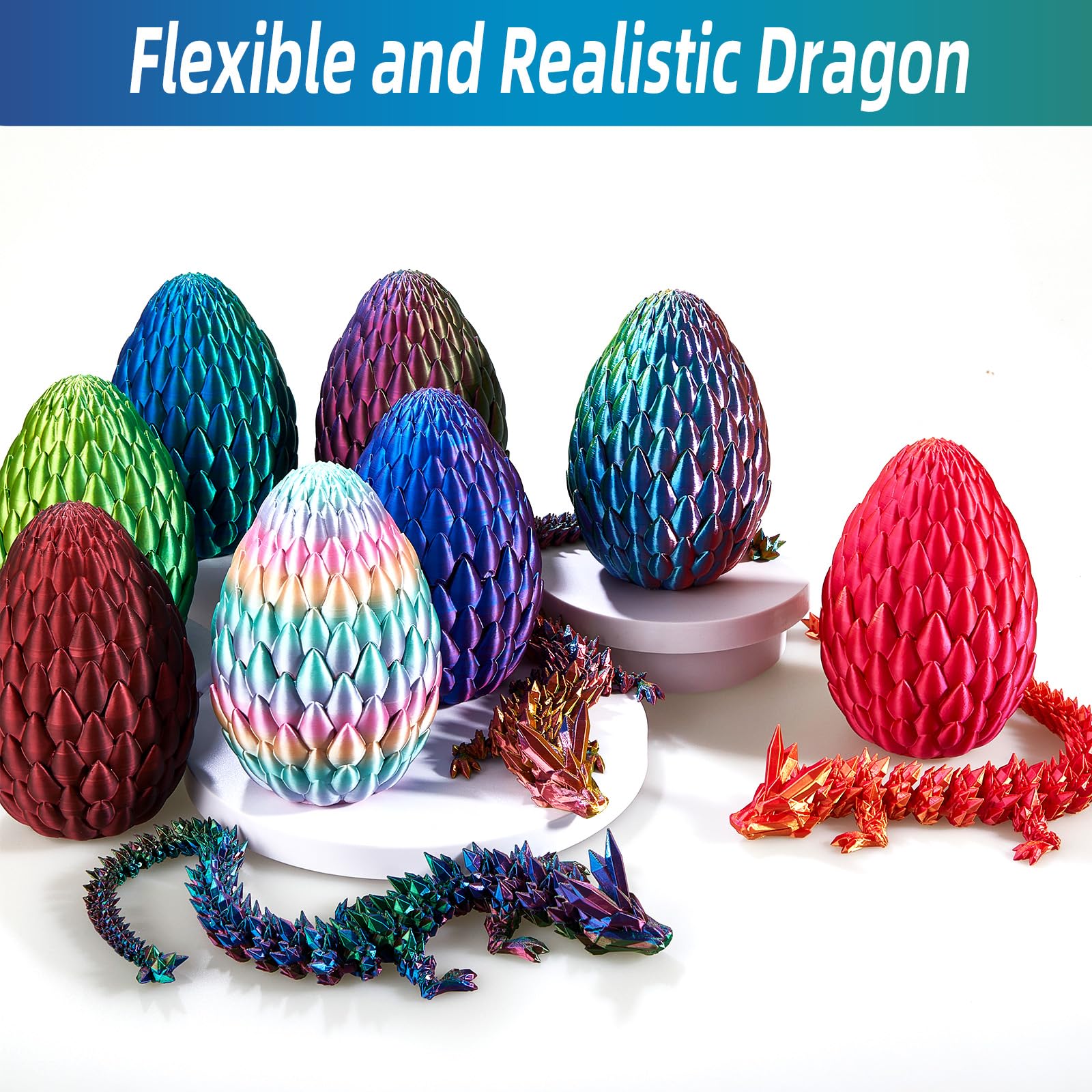 3D Printed Dragon Egg - 15 Inch Crystal Dragon Easter Egg, Surprise Fidget Toy for Kids & Adults, Unique Home Office Decor Gift for Birthdays & Holidays - Perfect for Stress Relief, Party Favors, and Fantasy Themed Collections