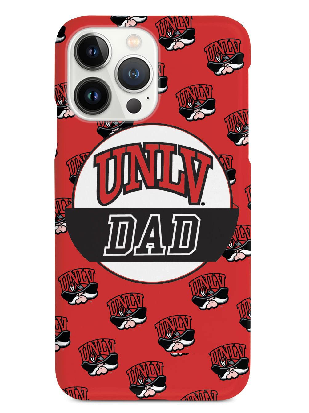 3D Textured iPhone 15 Pro Case - Shockproof Rubber Bumper Cover with Grip - Protective Phone Case for Apple iPhone 15 Pro - UNLV Rebels College Dad Design - Perfect for Students, Alumni & Fans at University of Nevada Las Vegas