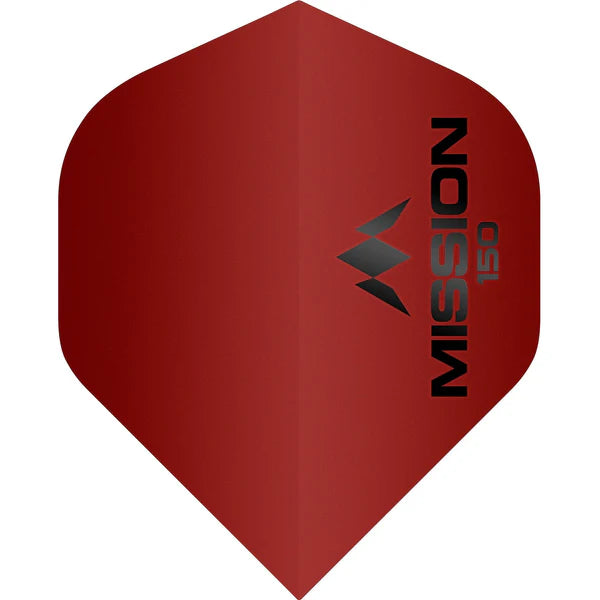 MISSION Logo 150 No.2 Size Dart Flights - 150 MICRON Extra Thick Durable Dart Accessories - Red Color for Precision Dart Throwing - Perfect for Professional Players & Bar Games