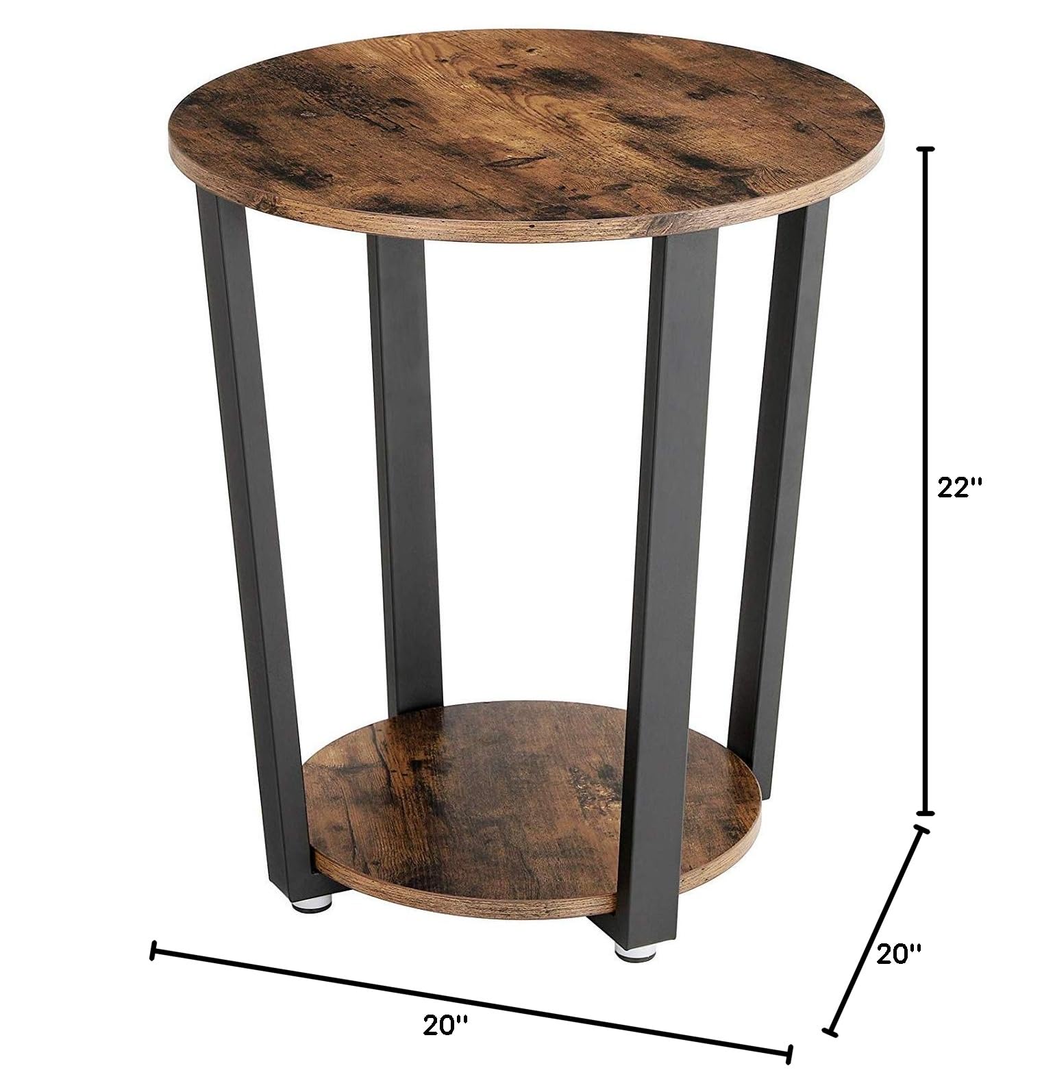 Benjara Stylish Iron and Wooden End Table with Open Bottom Storage Shelf - Brown and Black Accent Table for Living Room, Bedroom, or Office Decor