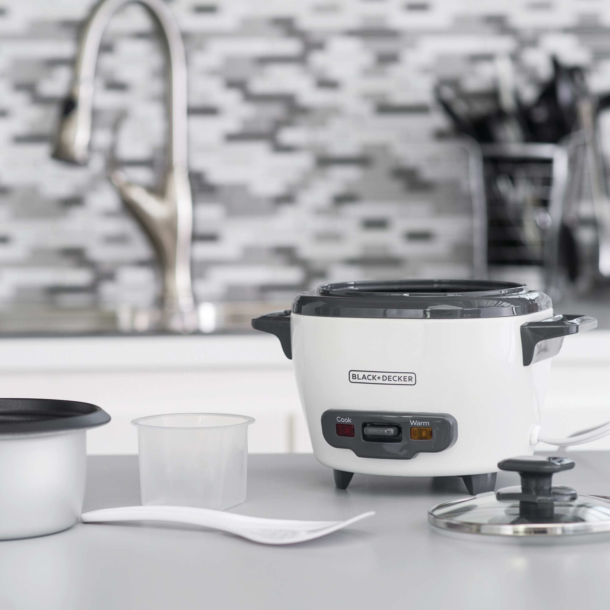 3 Cup Electric Rice Cooker with Keep Warm Function - Compact & Efficient White Rice Cooker for Small Kitchens, Dorms, or Office Use