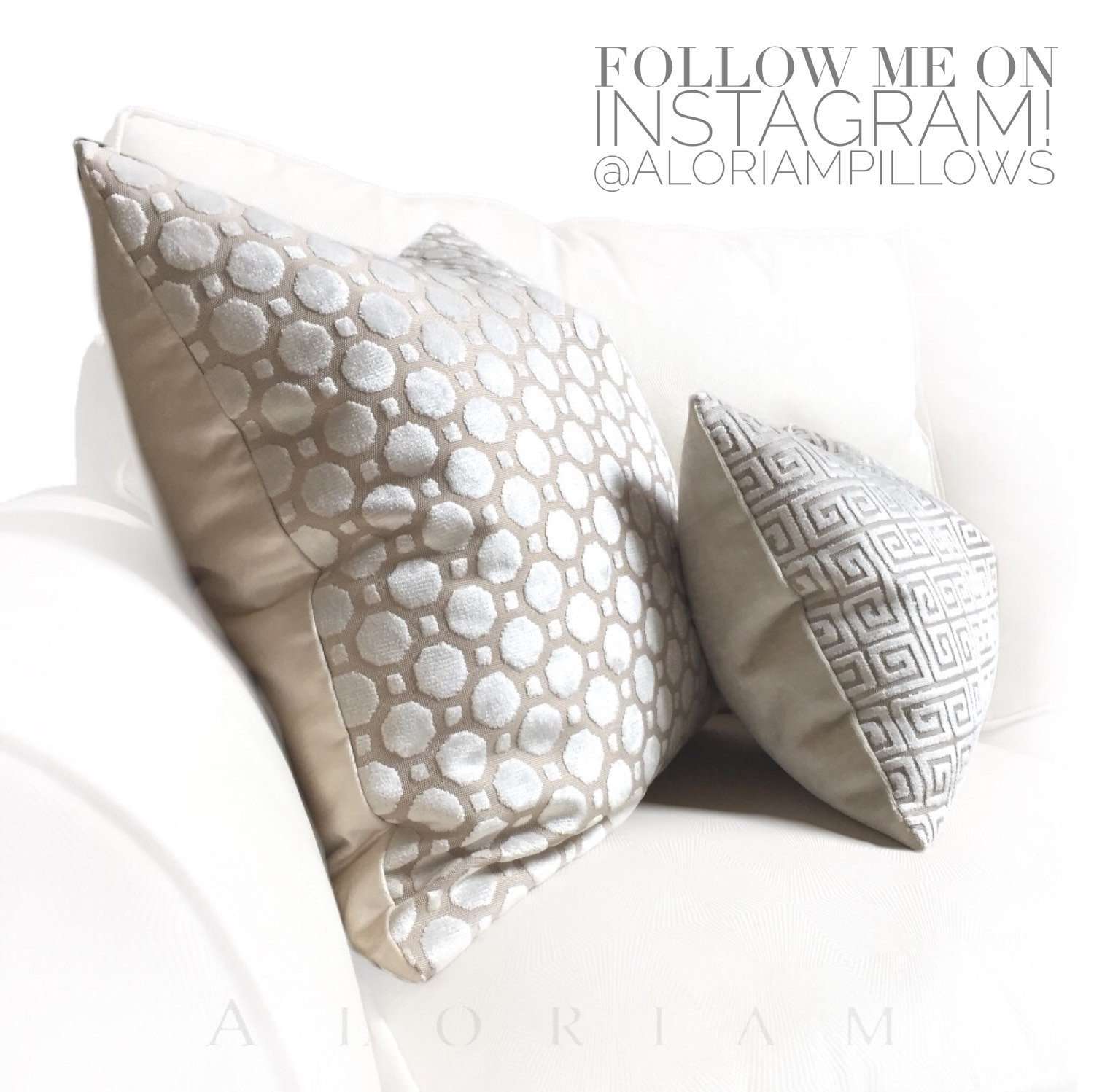 Robert Allen Velvet Geo Pearl White Pillow Cover - Luxury Decorative Throw Pillow Case for Sofa, Bed & Couch - Fabric by the Yard Available - Perfect for Living Room, Bedroom & Home Decor