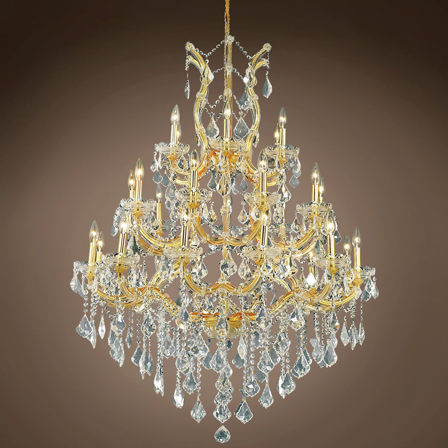 Maria Theresa 28-Light Gold Chandelier with Crystals - Elegant Dining Room Lighting
