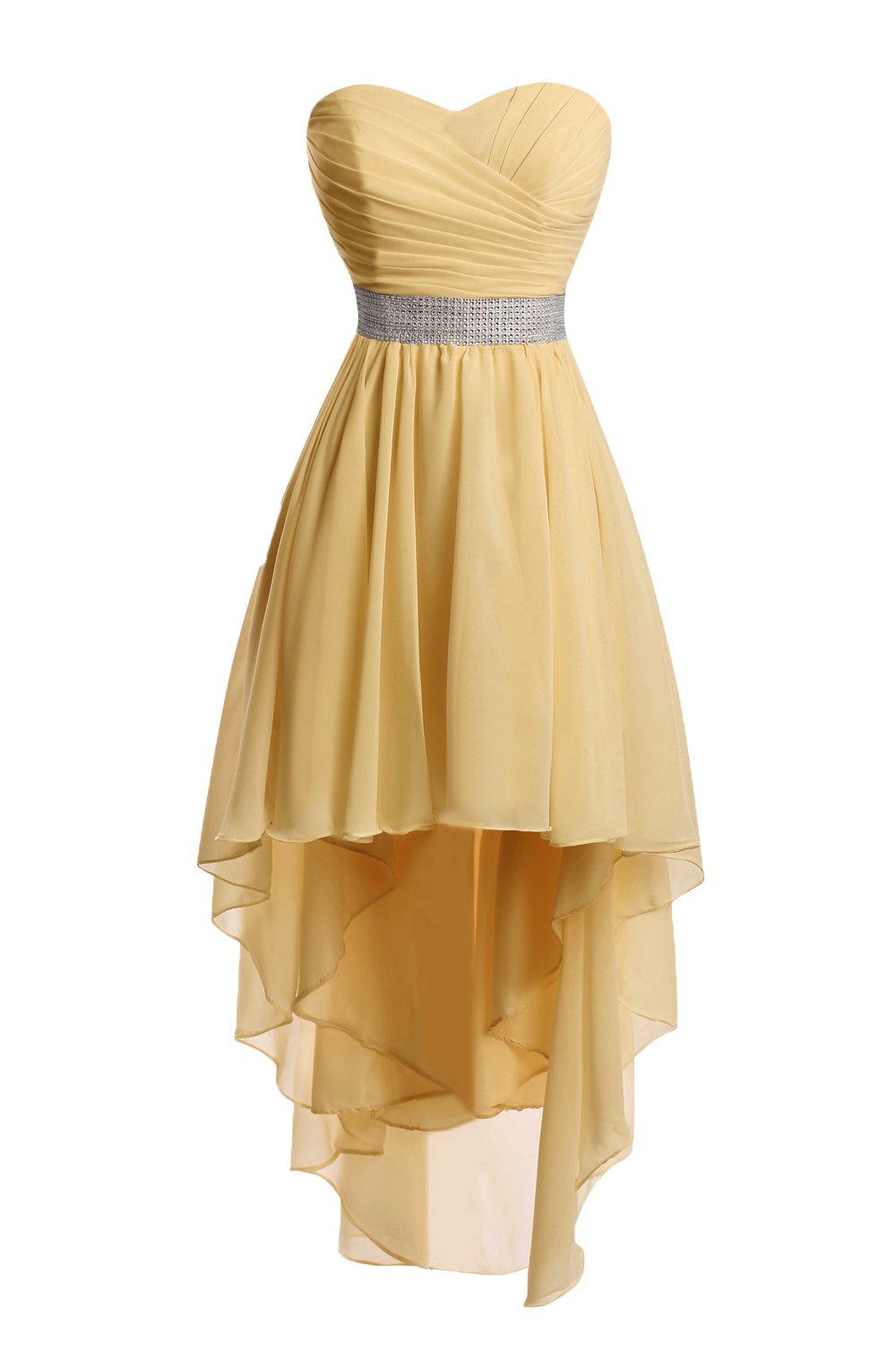 Elegant Gold High Low Prom Dress for Women - Lace Up Homecoming Party Gown (Size 10) | Perfect for Formal Dances, Weddings & Special Occasions