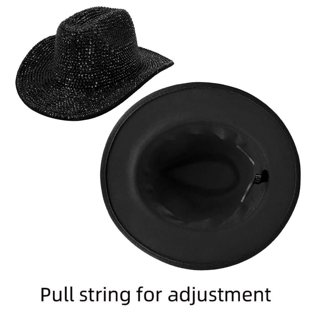 Silver Bling Studded Fedora Hat for Women - Sparkling Rhinestone Embellished Wide Brim Hat for Parties, Concerts & Special Occasions
