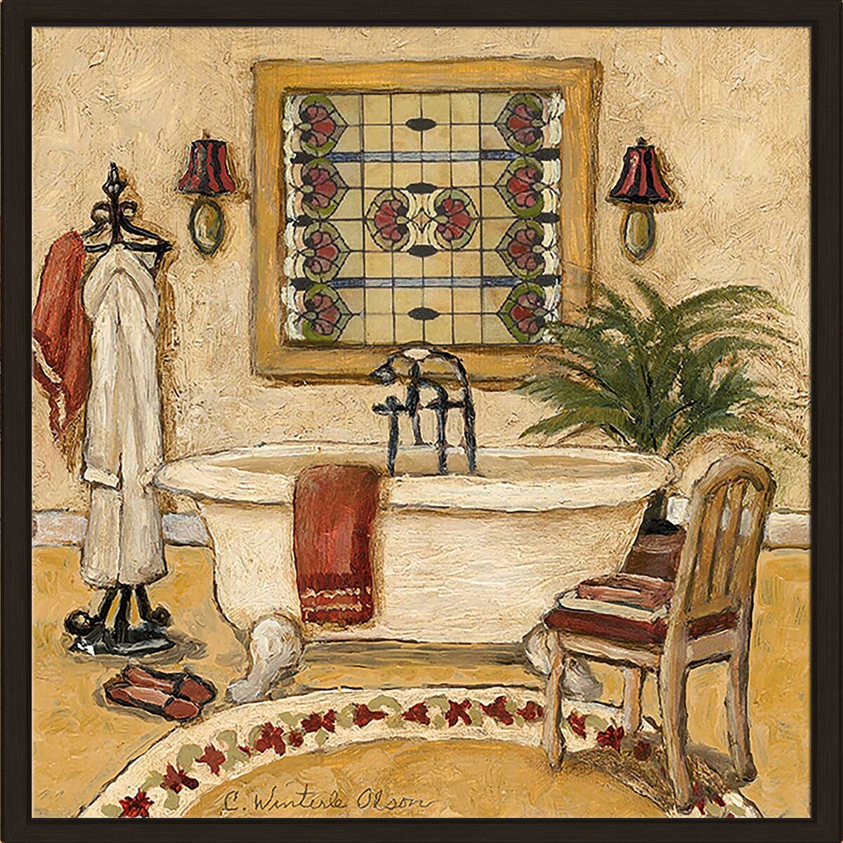 Art Deco Bath II Print on Floating Canvas - Vintage Wall Art for Bathroom, Living Room & Bedroom Decor