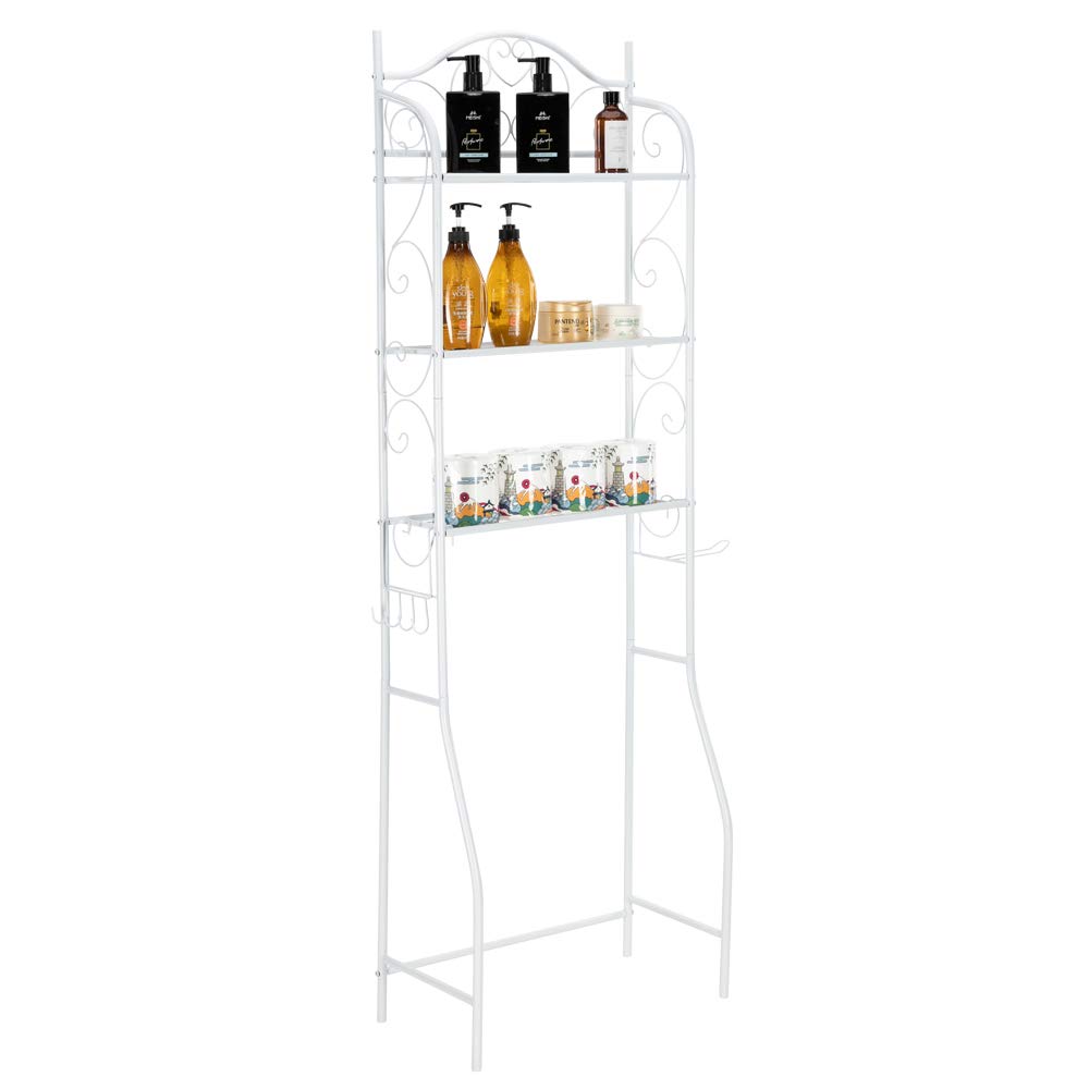 3-Tier Bathroom Space Saver Organizer - Over The Toilet Storage Cabinet with Shelves & Towel Rack - Multifunctional Bathroom Shelf Tower for Small Spaces (White) - Perfect for Bathroom Organization & Extra Storage