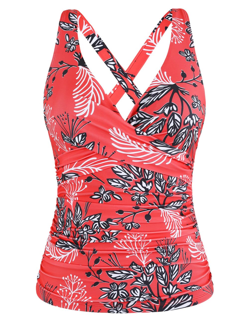 Hilor Women's Underwire Tankini Top - Tummy Control Swimwear, Sexy V-Neck Crossover Bikini Top for Women | Perfect for Beach, Pool & Summer Vacations