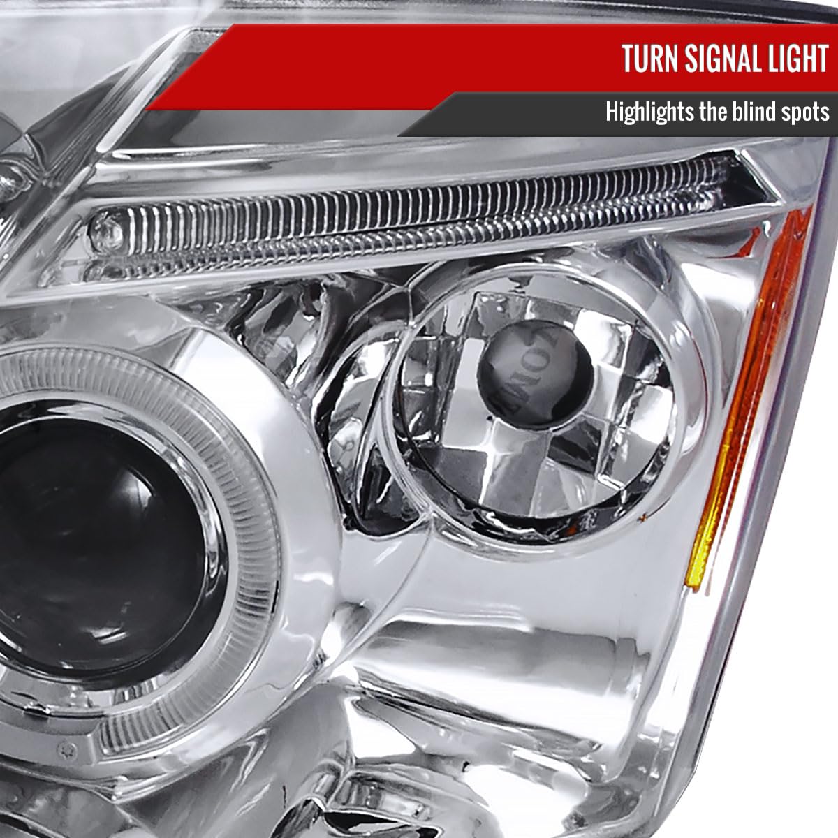 2007-2012 Dodge Caliber LED Halo Projector Headlights with Clear Lens - Smoked Black Housing - DRL & Turn Signal Lights - Upgrade for Night Driving & Custom Look