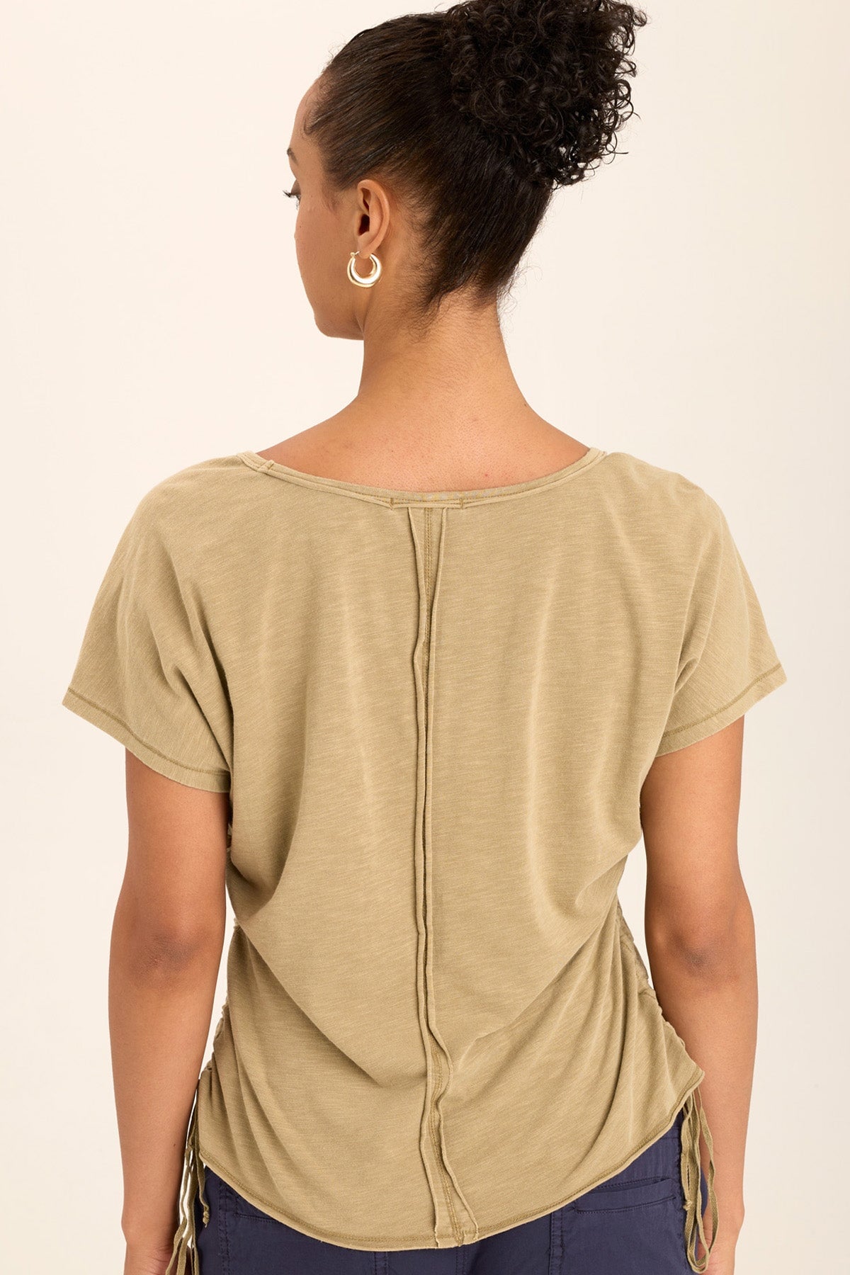 Diggory Cinched Cord V-Neck Jersey Tee for Women - Soft Stretchy Casual T-Shirt - Perfect for Everyday Wear, Layering & Outfits