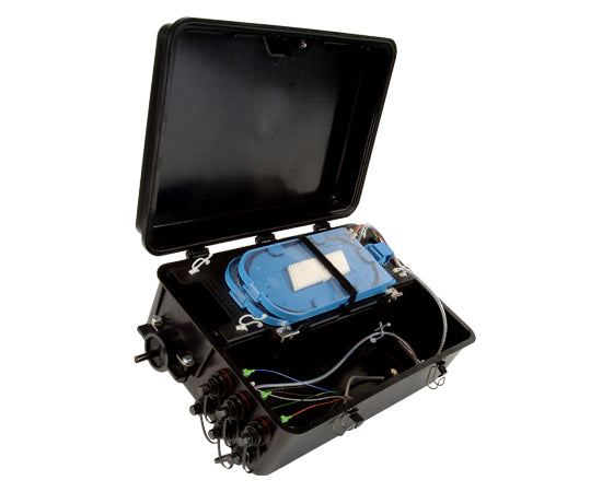96-Port Optical Terminal Enclosure with Single Fusion Splice Capacity - Weatherproof Fiber Optic Distribution Box for Outdoor/Indoor Telecommunications & Broadband Networks