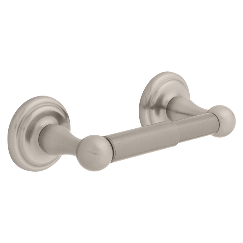 Franklin Brass Jamestown 1-Pack Brushed Nickel Toilet Paper Holder - Spring-Loaded Wall Mount Bathroom Tissue Roll Holder for Home & Office - Perfect for Bathroom Organization, Storage & Easy Access