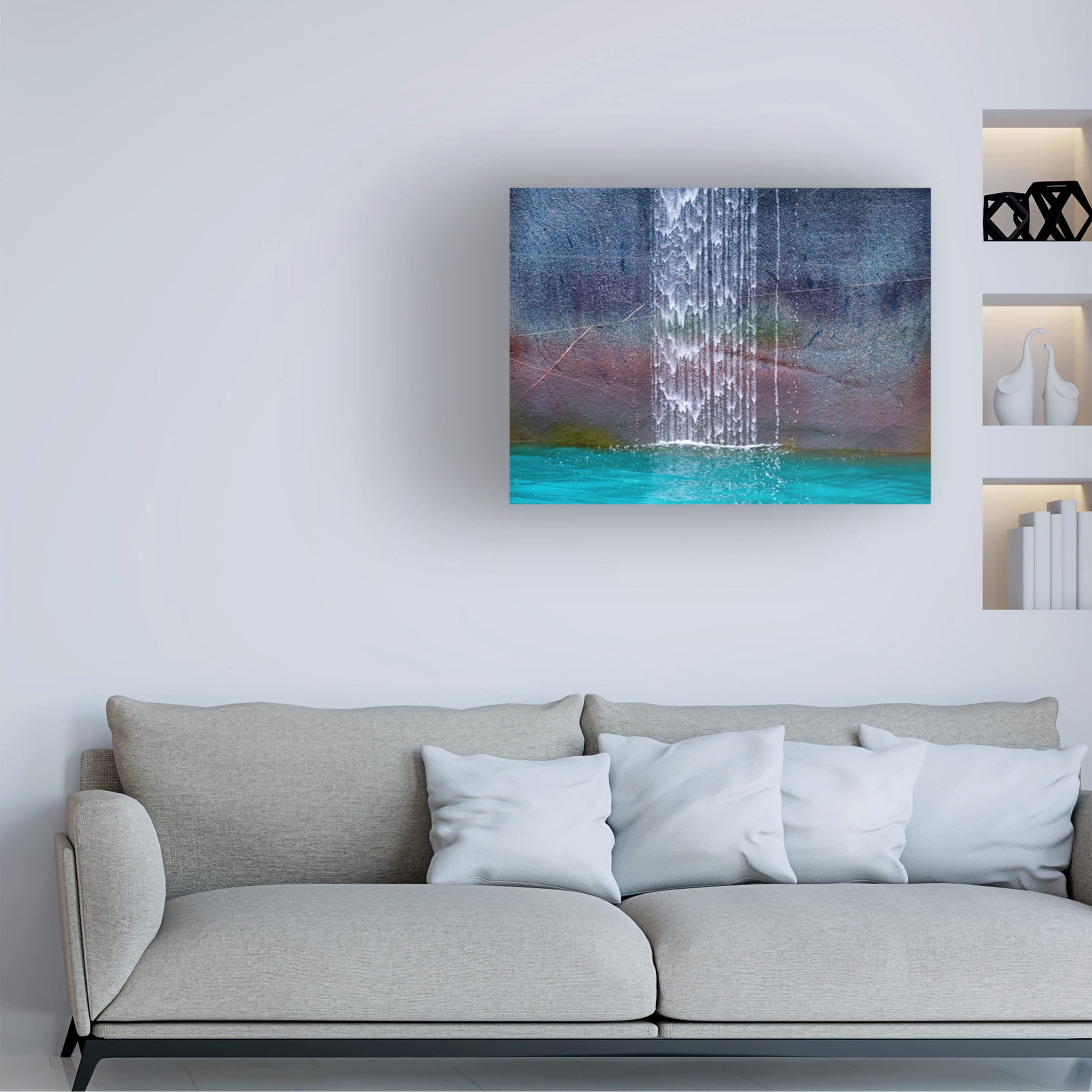 Trademark Fine Art 'Waterfall' Canvas Wall Art Print by Ignacio Palacios - Stunning Nature Landscape Painting for Living Room, Bedroom & Office Decor