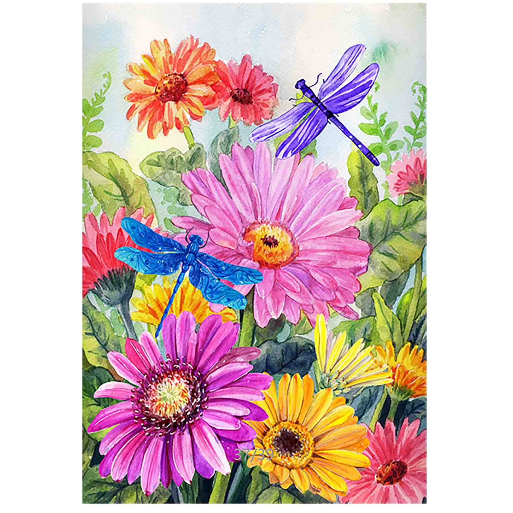 Morigins Double Sided Dragonfly Floral Garden Flag - 12.5x18 Inch Spring Summer Welcome Decoration for Patio, Lawn & Outdoor Spaces | Perfect for Seasonal Home Decor & Front Yard Displays