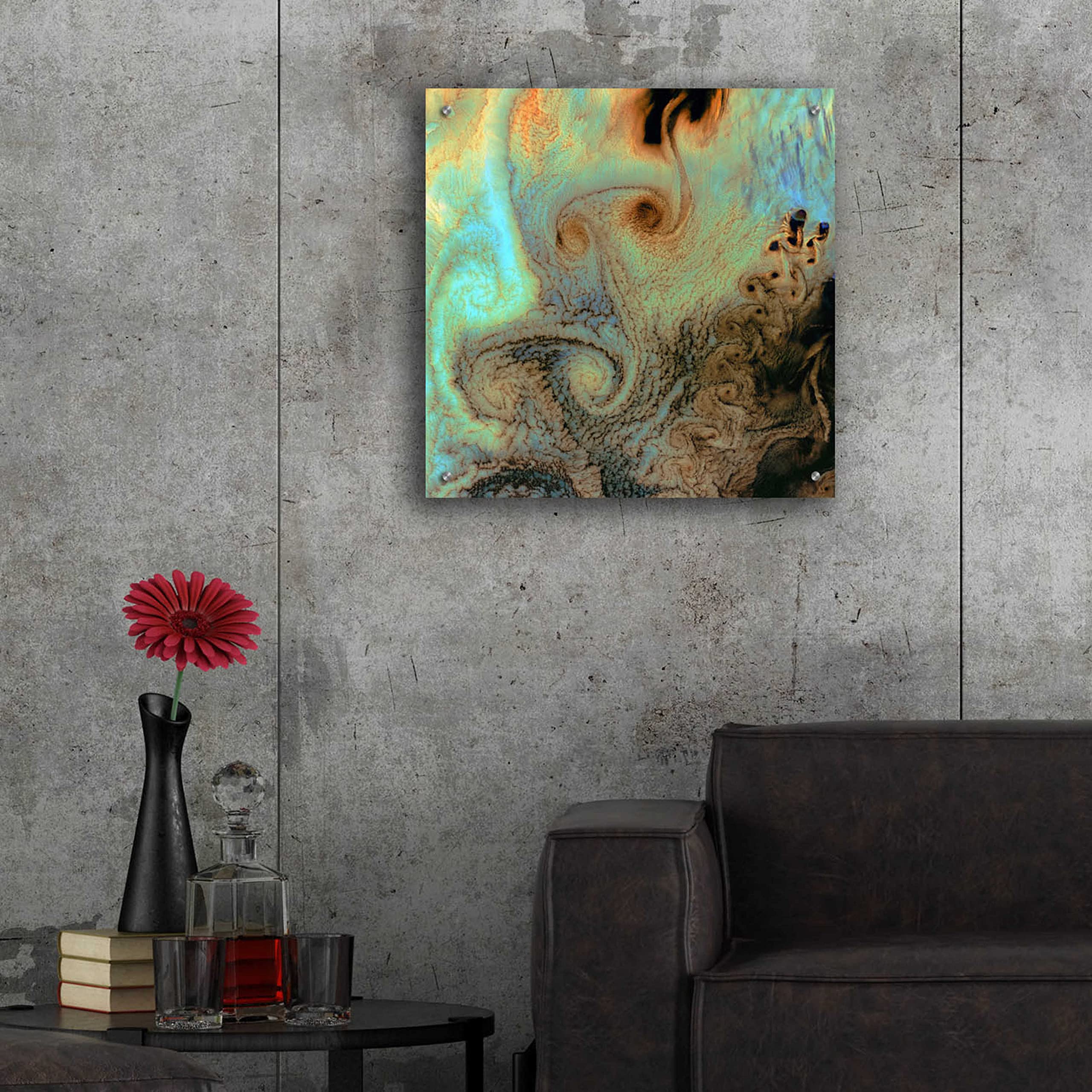 Earth as Art: Von Karman Vortices Acrylic Glass Wall Decor - 24x24 Inch Modern Abstract Art Print for Living Room, Office & Bedroom