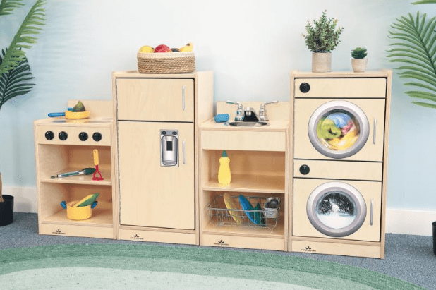 Natural Wooden Let's Play Toddler Refrigerator Toy - WB2345 - Pretend Play Kitchen Set for Kids Ages 2-5