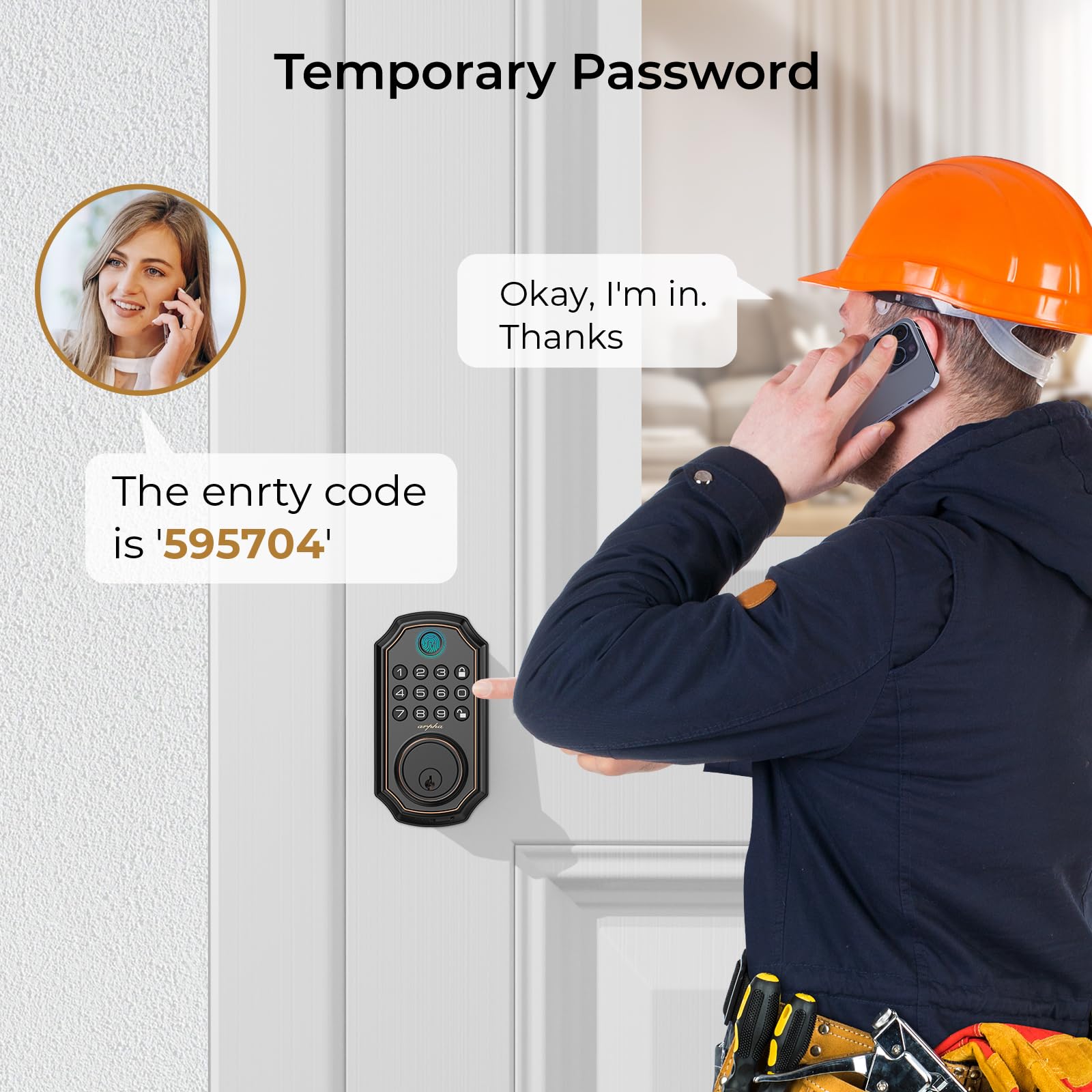 Smart WiFi Door Lock D280W - Keyless Entry Fingerprint Deadbolt with Built-in WiFi, App Remote Control & Electronic Keypad | Alexa Compatible Auto-Locking Front Door Security System for Home & Office | Easy DIY Installation