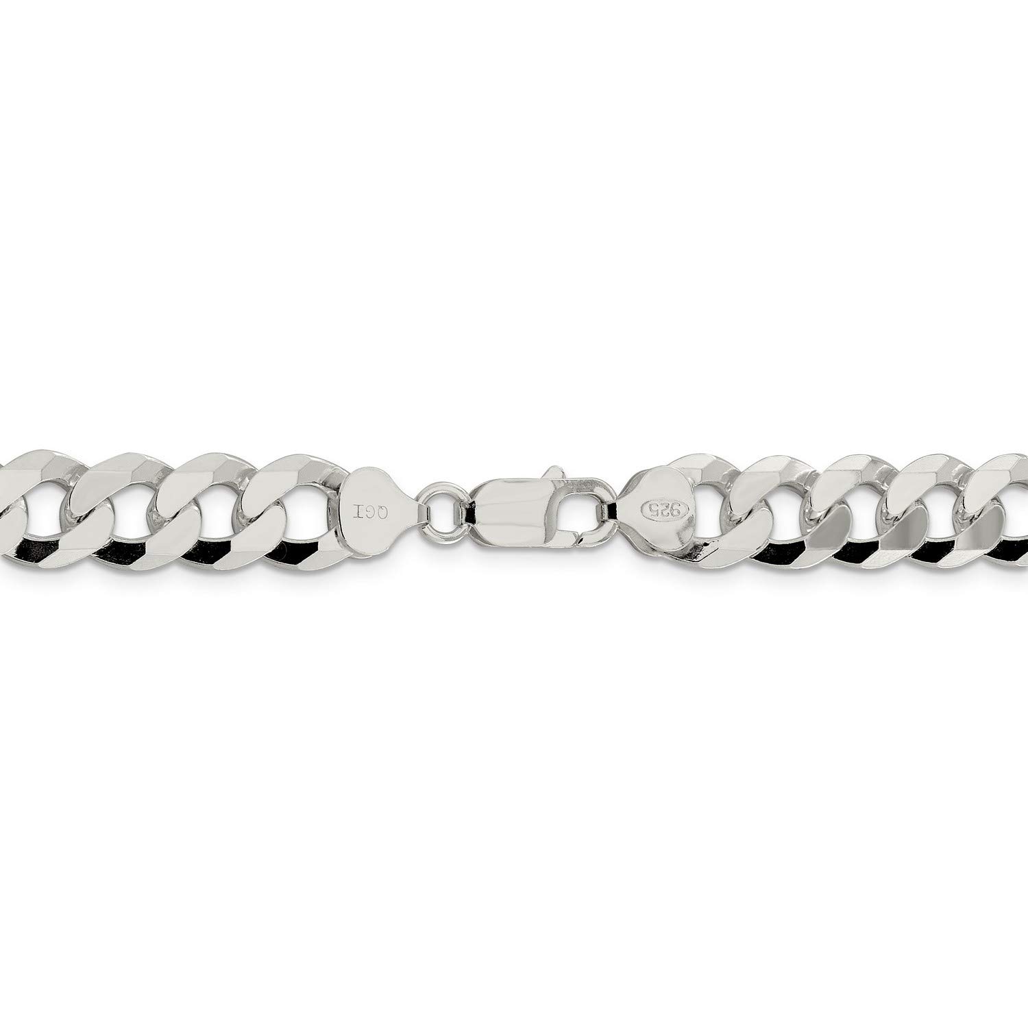 .925 Sterling Silver Large Beveled Curb Chain Necklace, Bracelet or Anklet - Stylish Jewelry for Women, Men, Gift for Her, Him - Perfect for Casual Wear, Parties, Weddings & Everyday Fashion