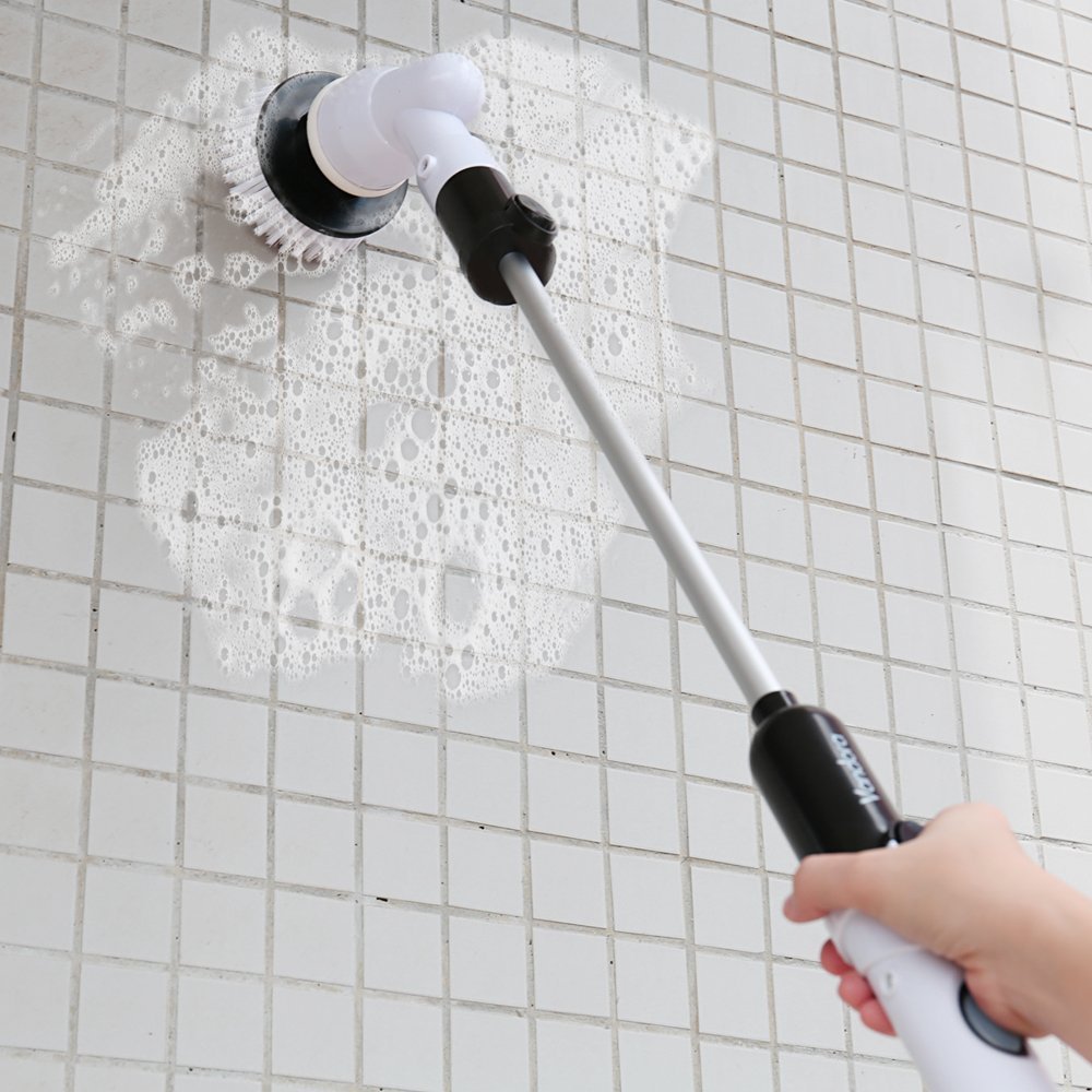 Electric Spin Scrubber - Cordless 360° Multi-Purpose Cleaning Brush with 3 Replaceable Heads & Extension Arm - Perfect for Shower, Tile, Floor, Kitchen, Bathroom Cleaning - Ideal for Deep Cleaning Grout, Tubs, Sinks and Hard-to-Reach Areas
