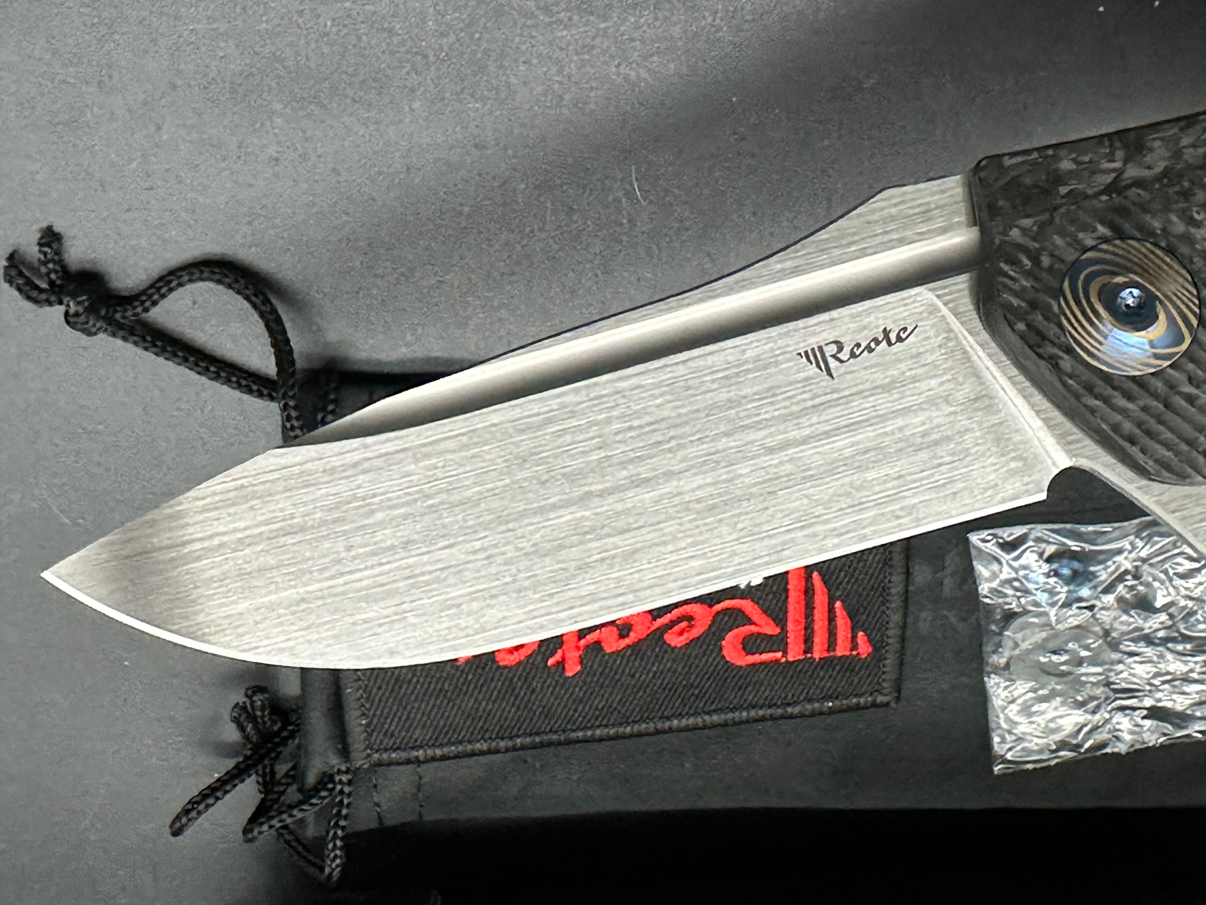Reate Horizon D Titanium Folding Knife with Marble Carbon Fiber Scales & Real Timascus Clip - EDC, Outdoor, Camping, Survival Gear