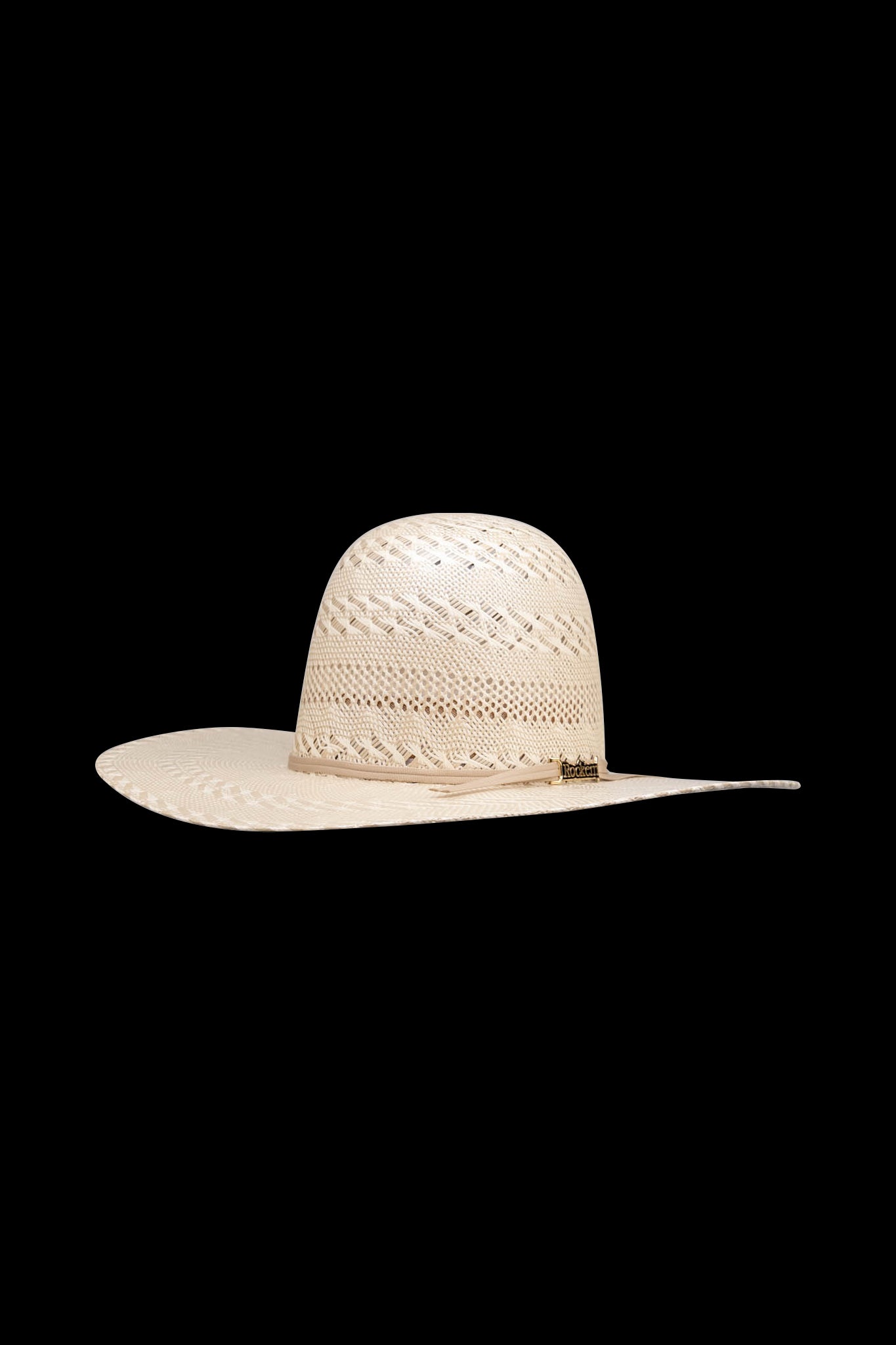 Rock'em 100X Saddle Ridge Open Crown Straw Cowboy Hat for Men - Western Rodeo, Outdoor Ranch Work & Summer Sun Protection