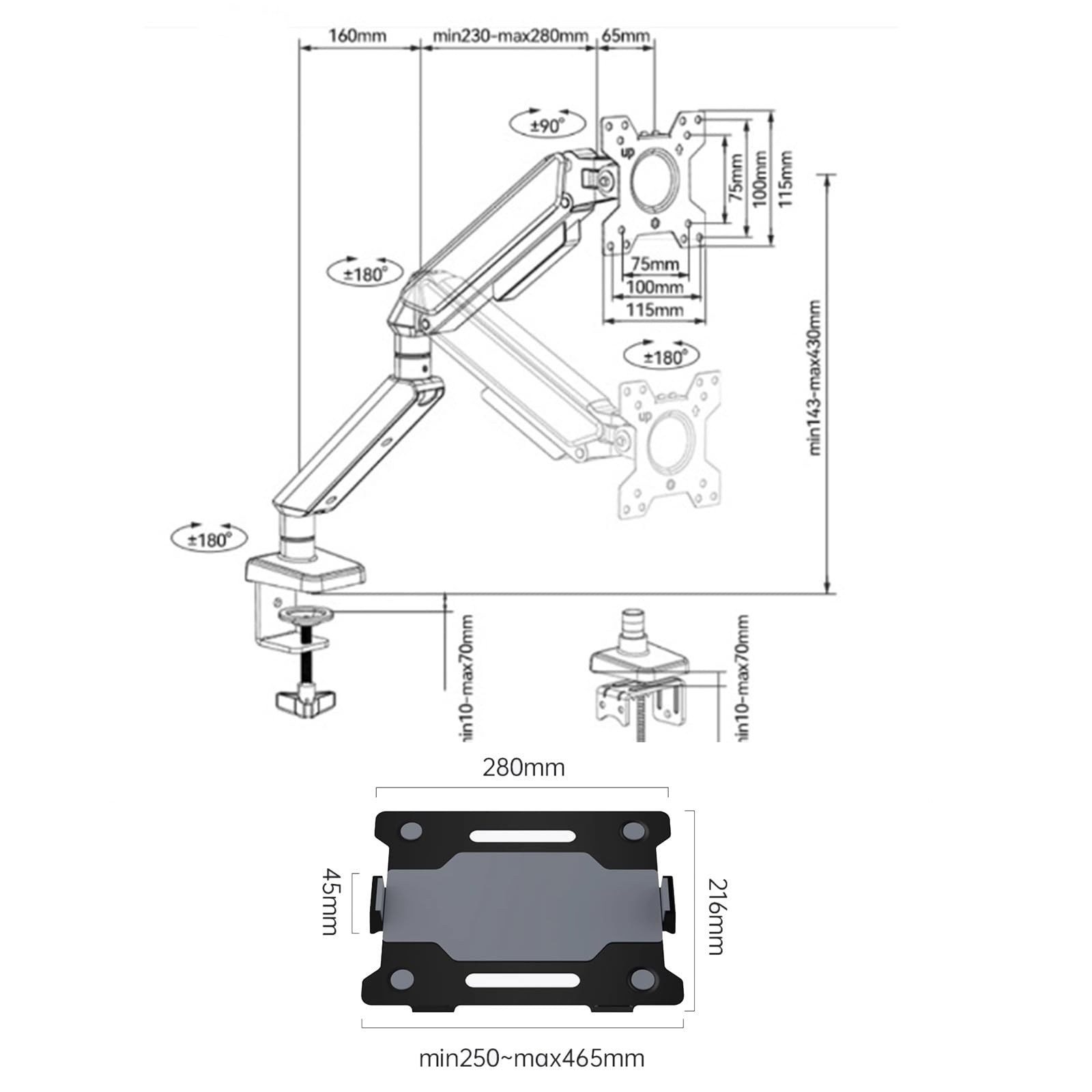 Adjustable Laptop Mount Stand for 10-17