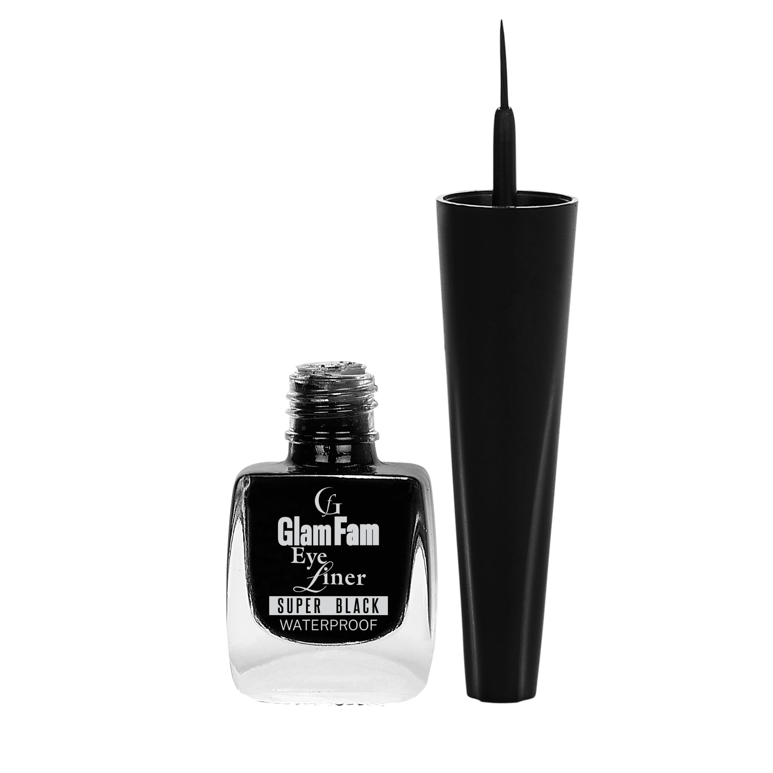 GLAMFAM Deep Black Waterproof Eyeliner & Mascara - Matte Liquid Concealer with Makeup Blender | Long-Lasting Smudge-Proof Eye Makeup for Day & Night Looks (Face Makeup Set)