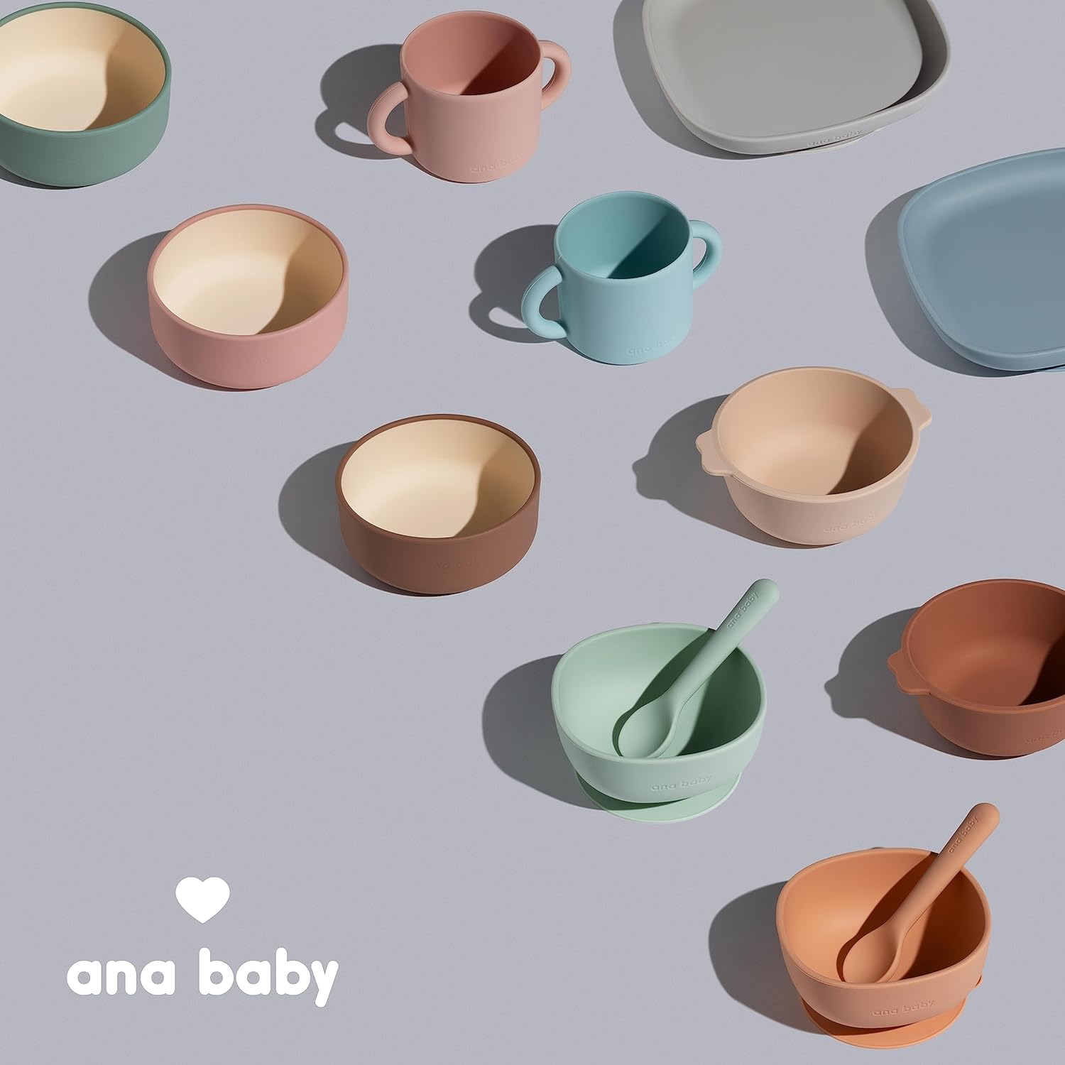 Ana Baby Pack of 3 Pastel Color Silicone Bowls - BPA Free, Food Grade, Dishwasher & Microwave Safe - Ideal for Baby Weaning, Toddler Meals & Snack Storage