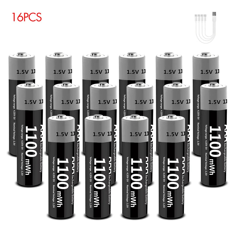 MATOV USB Rechargeable AA & AAA Lithium Ion Batteries - 3400mWh 1.5V AA Battery + 1100mWh 1.5V AAA Battery Pack for Cameras, Flashlights, Toys & Electronics