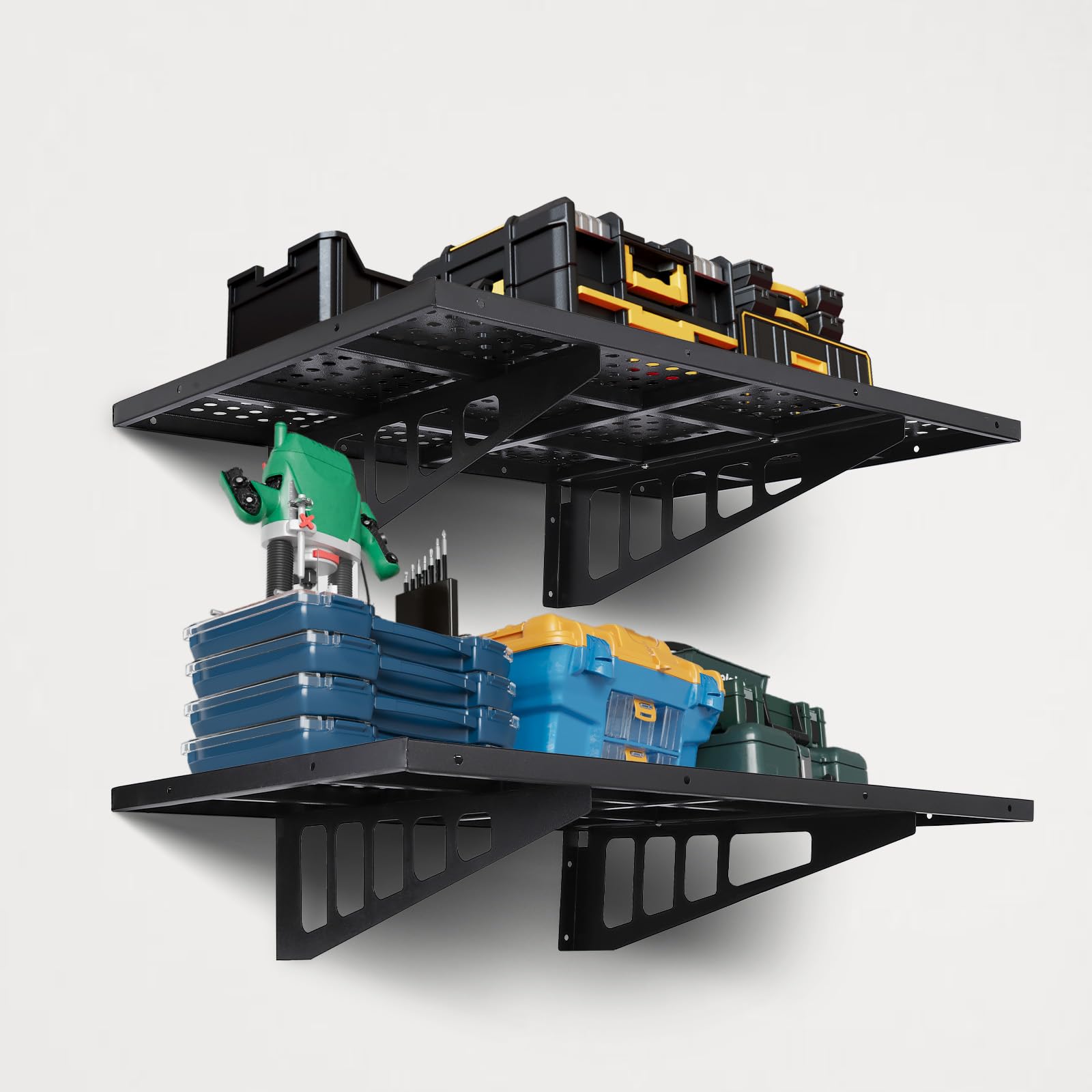 GARVEE 2 Pack 2x3ft Heavy Duty Garage Wall Shelves - 560lbs Load Capacity Wall Mounted Floating Shelves for Garage Storage, Workshop Organization & Home Utility (Perfect for Tools, Sports Equipment & Seasonal Items)