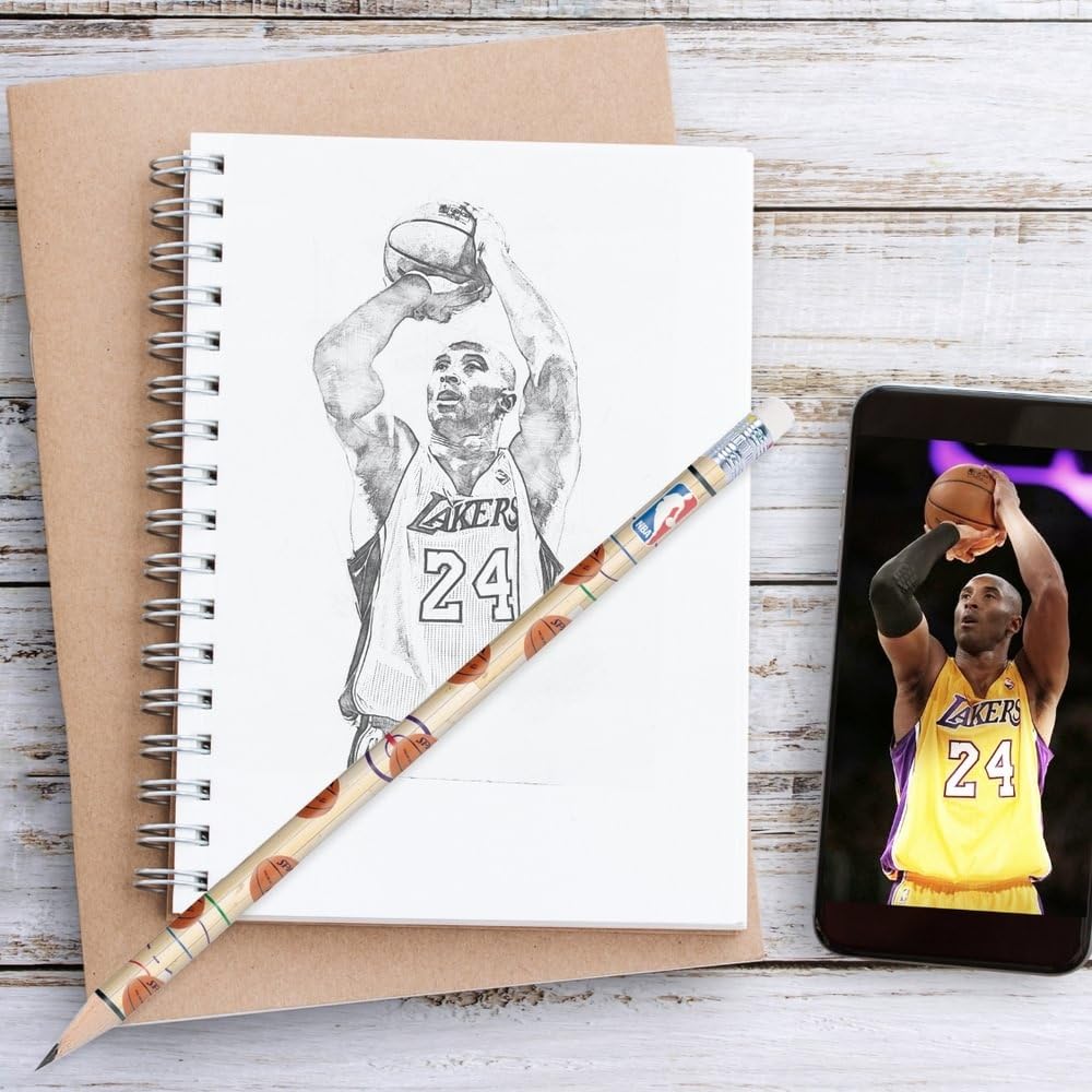 Spalding Multicolor Wood Basketball Pencils - 7.5 Inch Pack of 12 - Fun School Supplies & Creative Party Favors for Kids, Adults - Perfect for Classroom, Office, Birthday Gifts & Basketball Theme Events