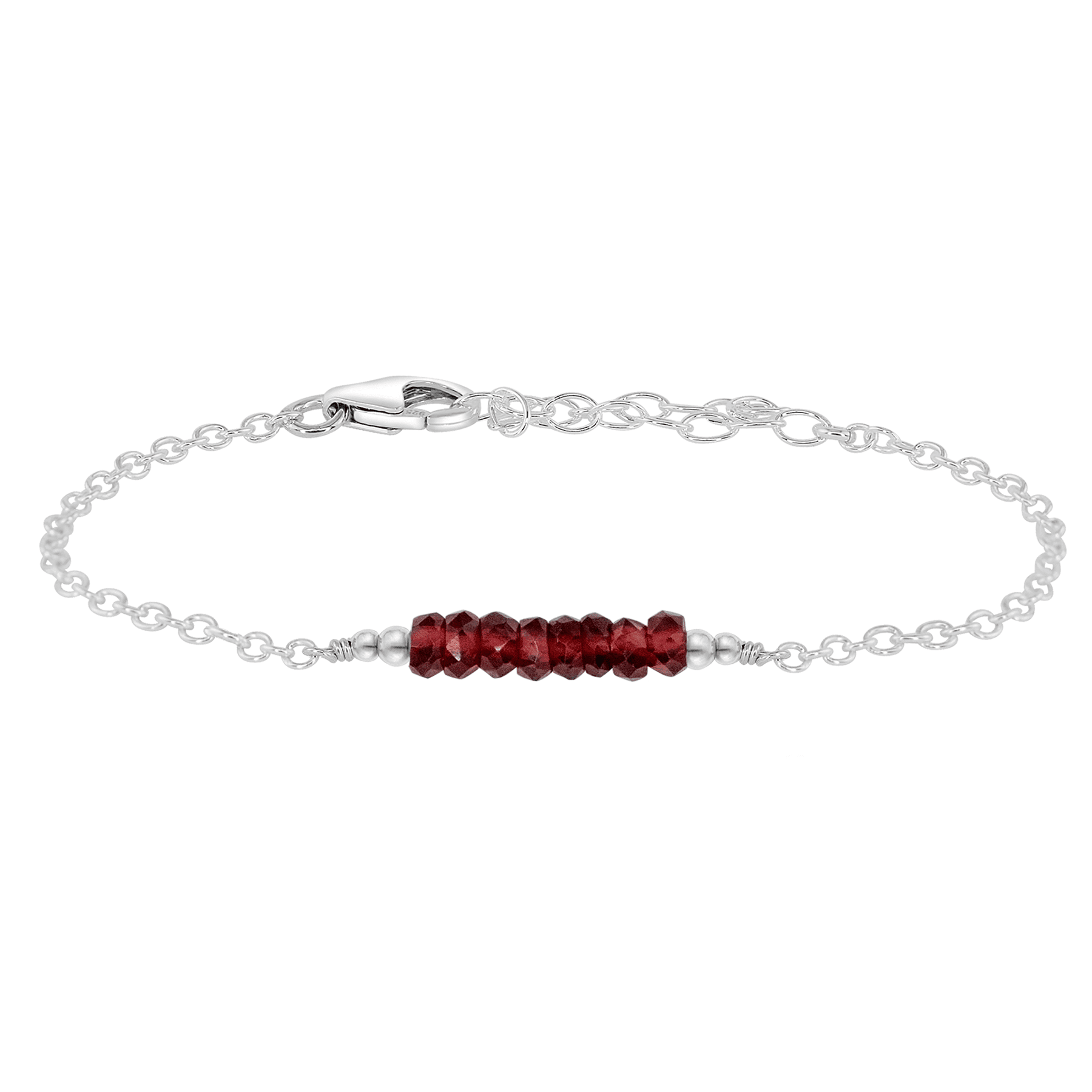 Sparkling Red Garnet Gemstone Faceted Bead Bar Bracelet for Women - Handmade Adjustable Jewelry for Party, Wedding & Everyday Wear