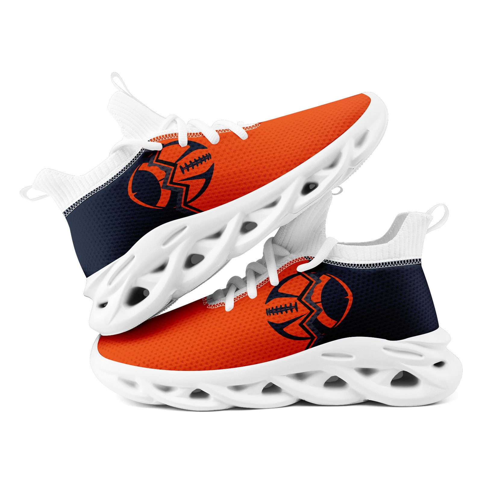 Custom Deep Blue & Orange Illinois MaxSoul Shoes and Hat Set - Personalized Sports Fan Combo D028017 - Perfect for Game Days, Tailgating, and Showing Team Spirit