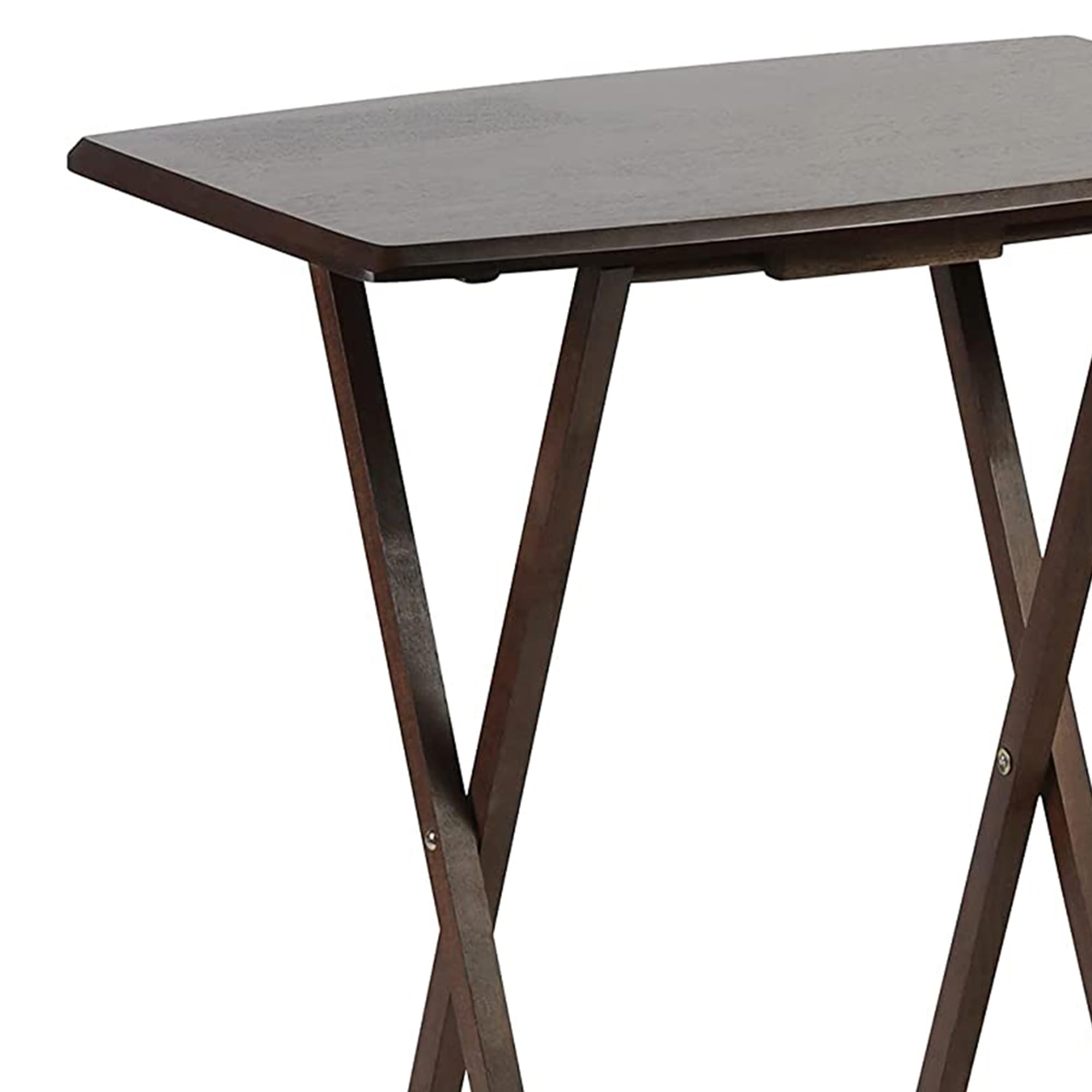Premium PJ Wood Folding TV Tray Table - Solid Walnut Wood Construction, Portable Snack Desk with Storage Rack (10-Piece Set) - Perfect for Living Room, Bedroom & Home Theater Entertainment