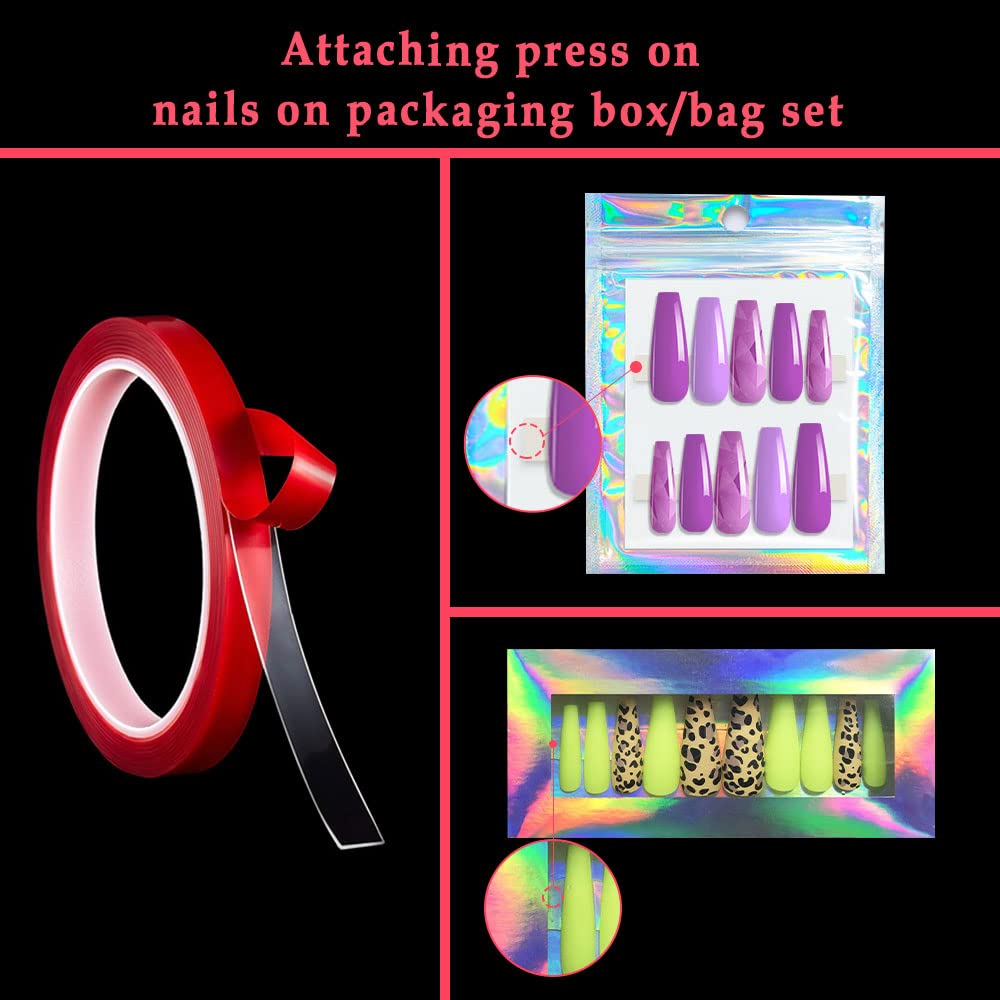 Strong Double Sided Tape for Press on Nails - 2 Rolls Heavy Duty Adhesive Mounting Tapes | Perfect for Nail Art, DIY Crafts & Home Decor Projects