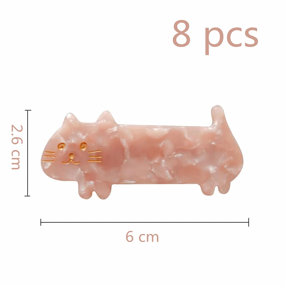 8Pcs Cute Kitty Hair Clips - Fashionable Cat Acrylic Hair Barrettes for Girls, Women, Teens & Students - Perfect for School, Parties & Daily Hair Accessories