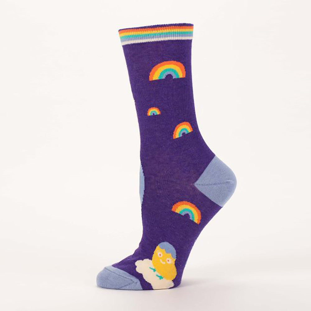 Shitting Rainbows Kind Of Day Women's Crew Socks - Fun Colorful Novelty Socks for Women - Perfect for Casual Wear, Gifts & Cheering Up Bad Days